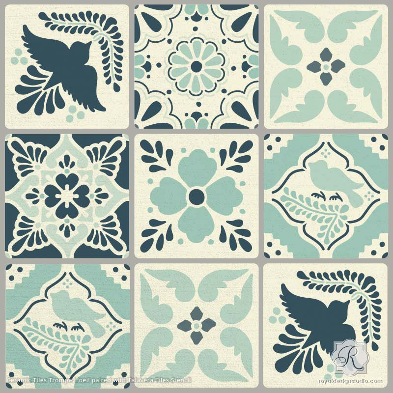 Authentic Talavera Tiles - Hand-Painted Mexican Wall & Furniture Stencils for Home Decor, Kitchen Backsplash, and Bathroom Renovation