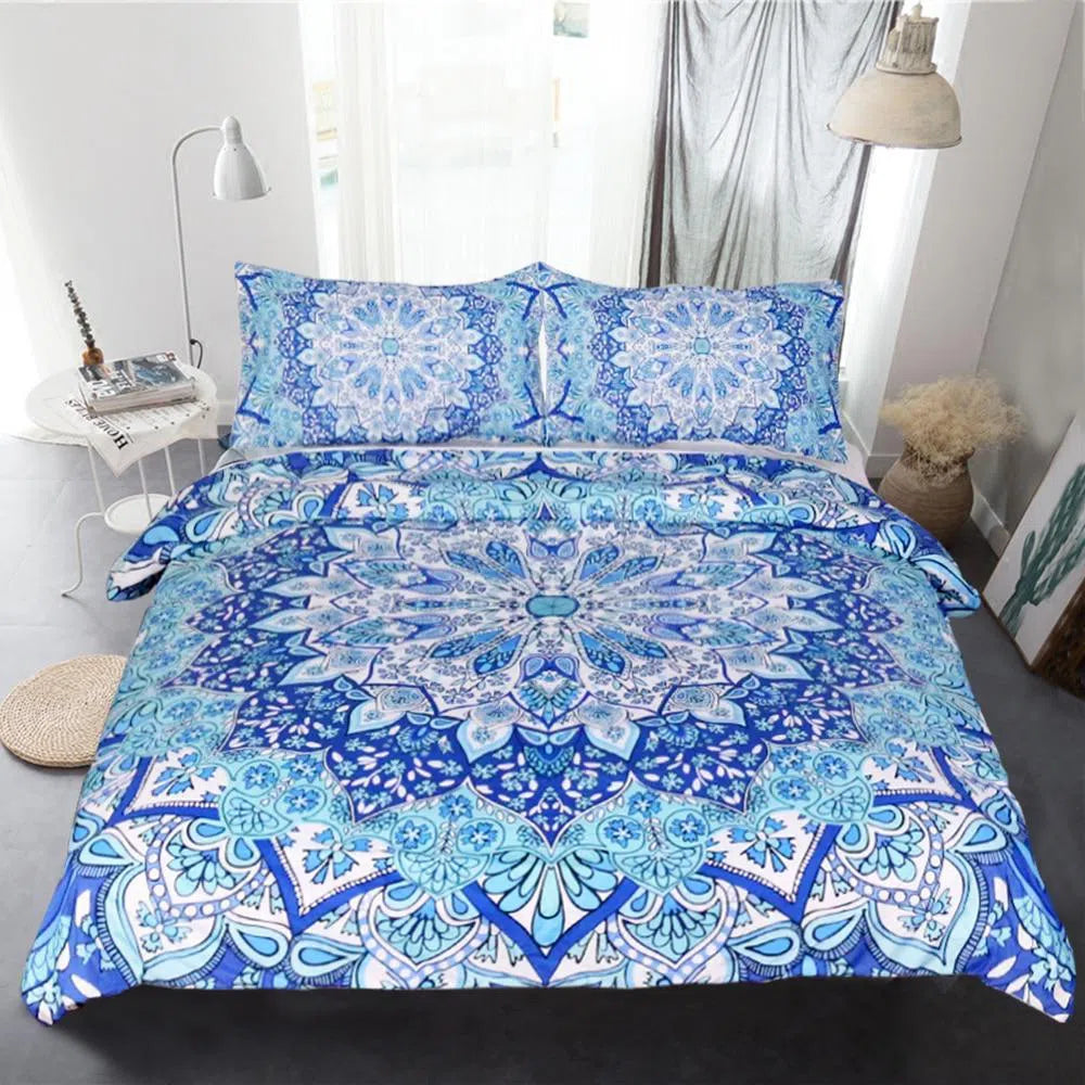 Boho Beach Bedding Set - Queen Size 100% Cotton Coastal Bed Sheets & Duvet Cover - Breathable Soft Comforters for Summer - Perfect for Beach House, Guest Room & Vacation Rental Decor