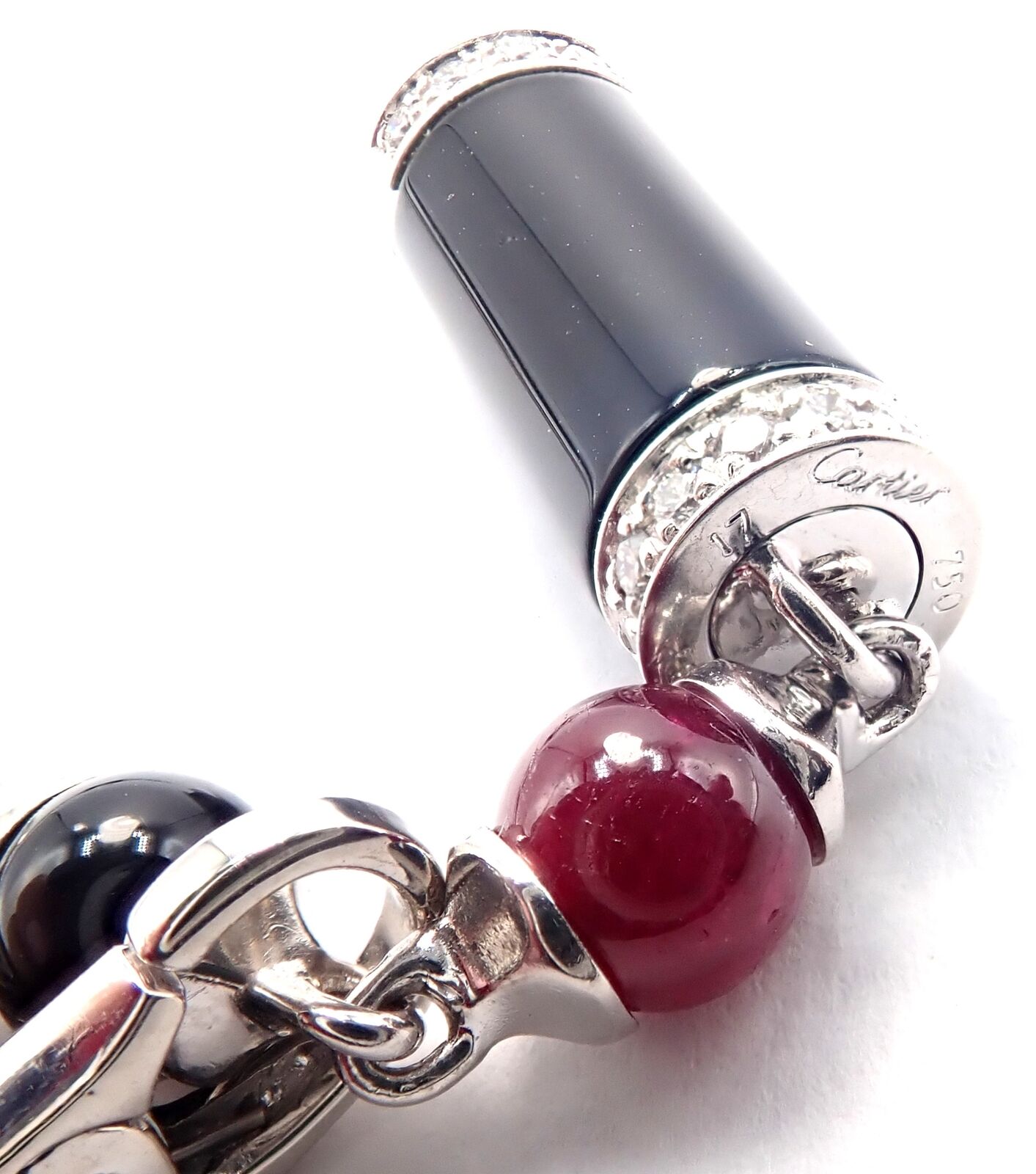 Cartier Le Baiser Du Dragon 18k Gold Diamond Ruby Onyx 2 Charms Bangle Bracelet - Luxury Jewelry for Women, Perfect for Gifts, Weddings & Special Occasions