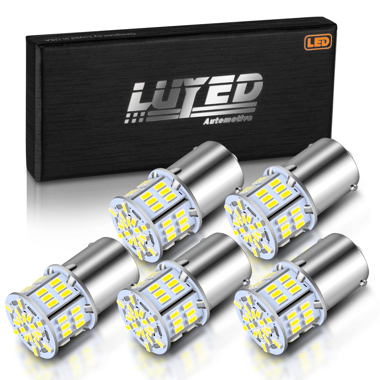 LUYED 1156 LED Bulb - 12V Super Bright 650 Lumens Low Power LED Light Bulb (Pack of 5) - Compatible with 1156 1141 1003 for Backup/Reverse Lights, Brake Lights, Tail Lights & RV Lights - Perfect for Automotive, Marine & Home Lighting Applications