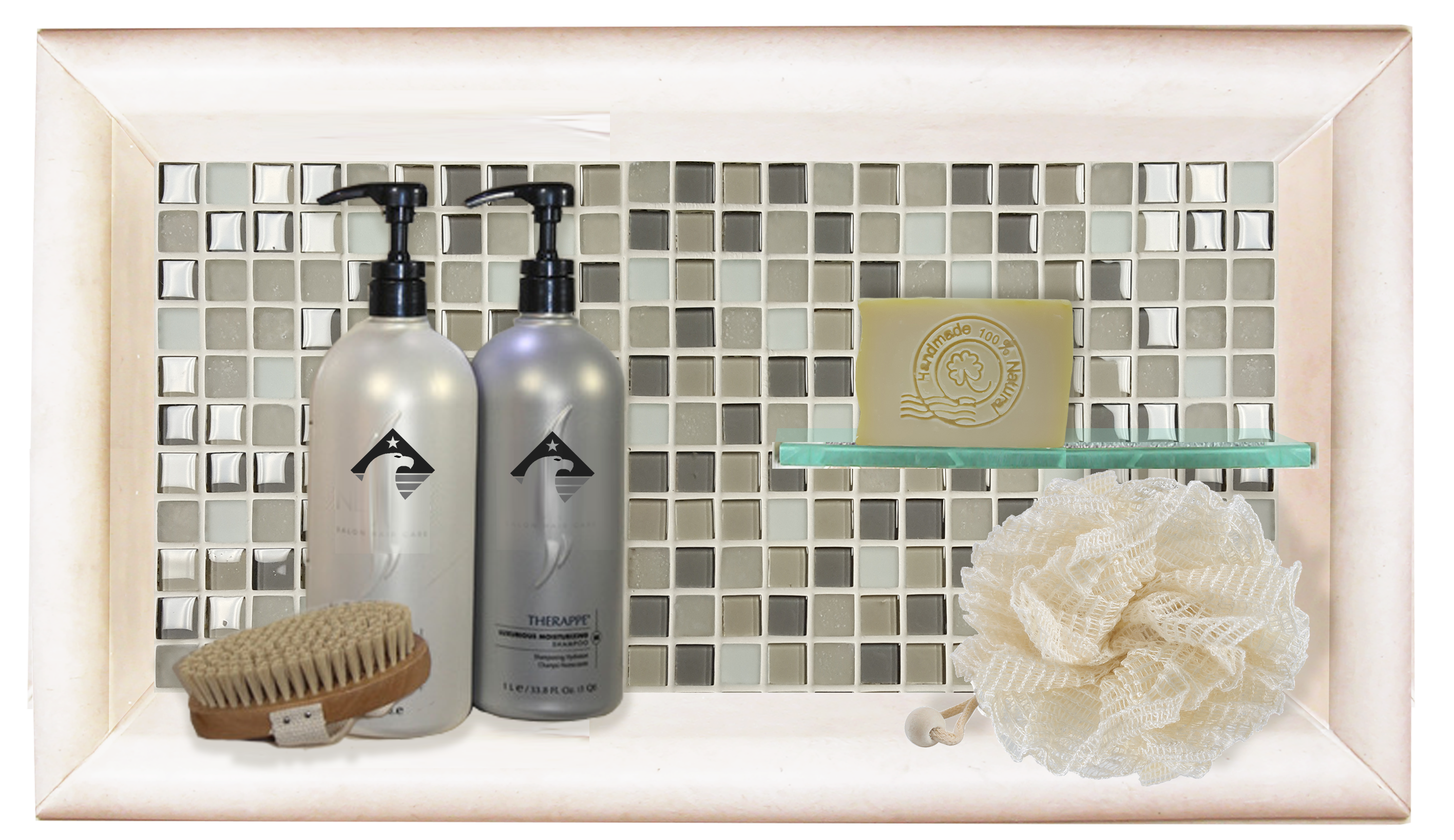 Add-On Horizontal Shampoo Niche Shelf - Waterproof Bathroom Storage Organizer for Shampoo Bottles | Perfect for Showers, Bathtubs, and Spa Areas