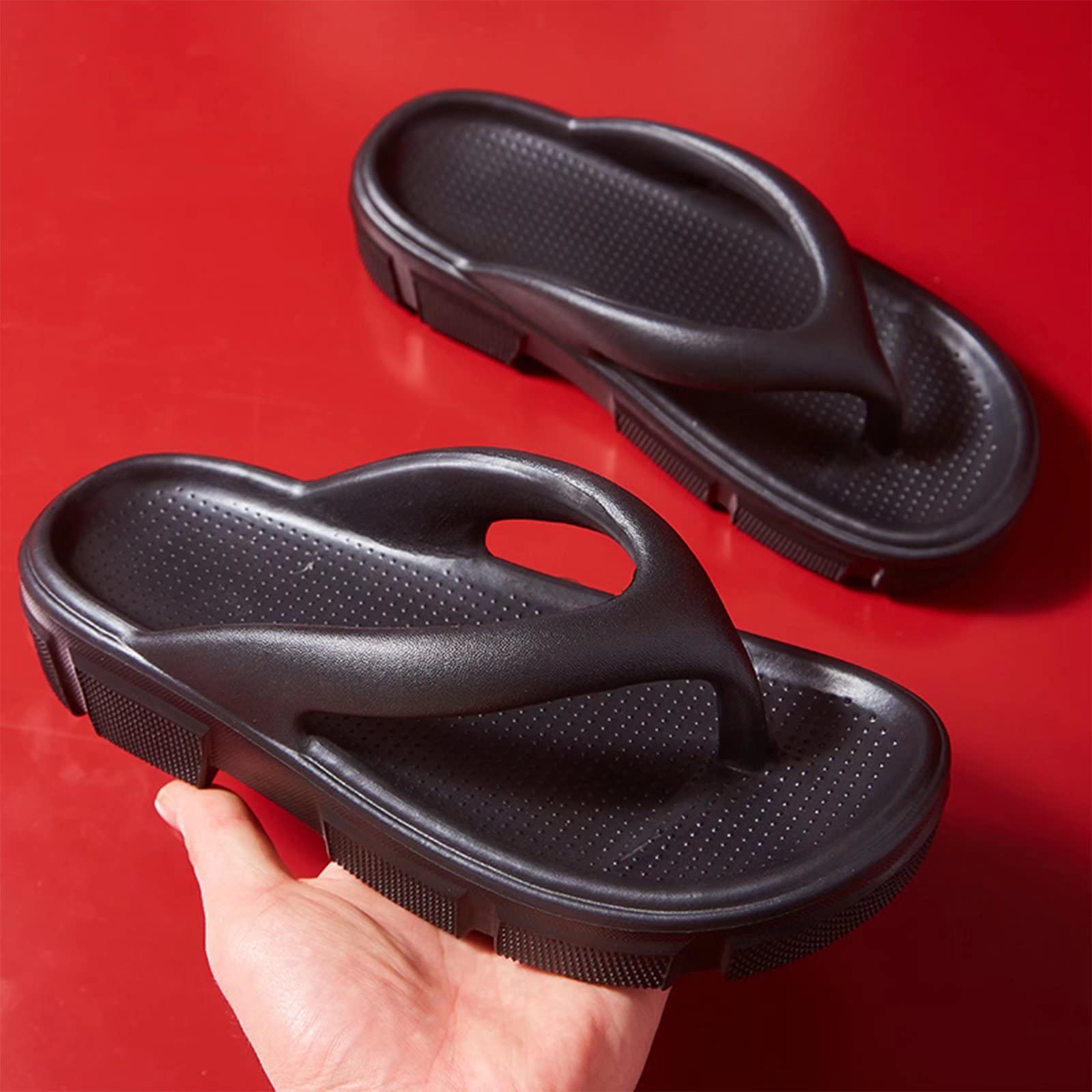 Eohsnem Women's Flip Flops - Comfortable Massage Platform Sandals with Cushioning for Stress Relief | Soft Summer Beach Slides for Casual Wear, Walking & Outdoor Activities