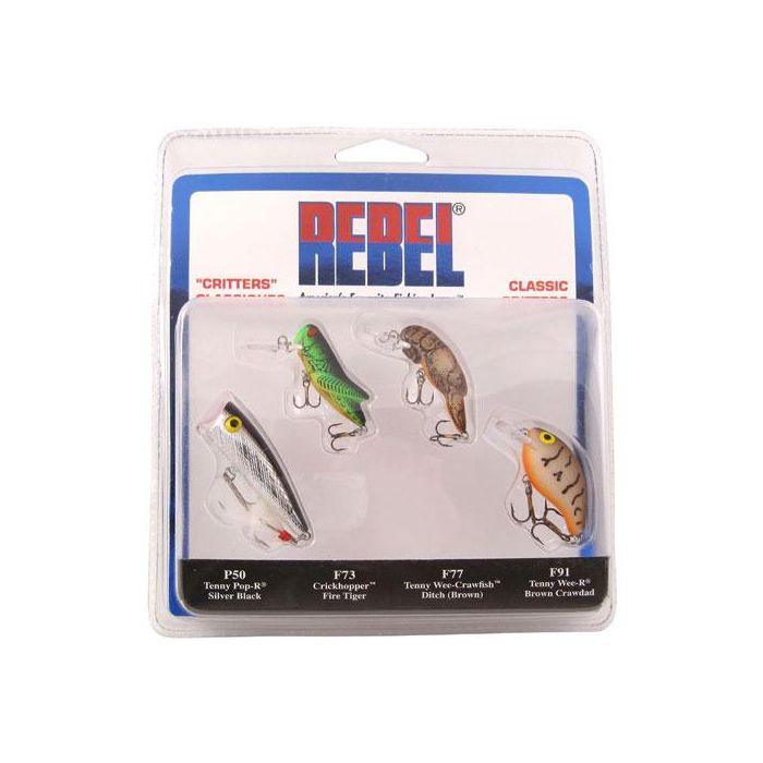 Rebel Classic Critters 4 Pack Fishing Lures - Topwater Hard Baits for Bass, Trout & Panfish - Perfect for Freshwater & Saltwater Fishing