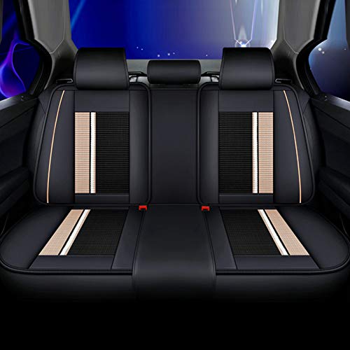 Premium 3D Surround Luxury Universal PU Leather & Ice Silk Car Seat Covers - Full Set for 5 Seats (Front + Rear) | Airbag Compatible | Fits Most Cars, Trucks & SUVs | Perfect for Daily Commute, Road Trips & Family Travel