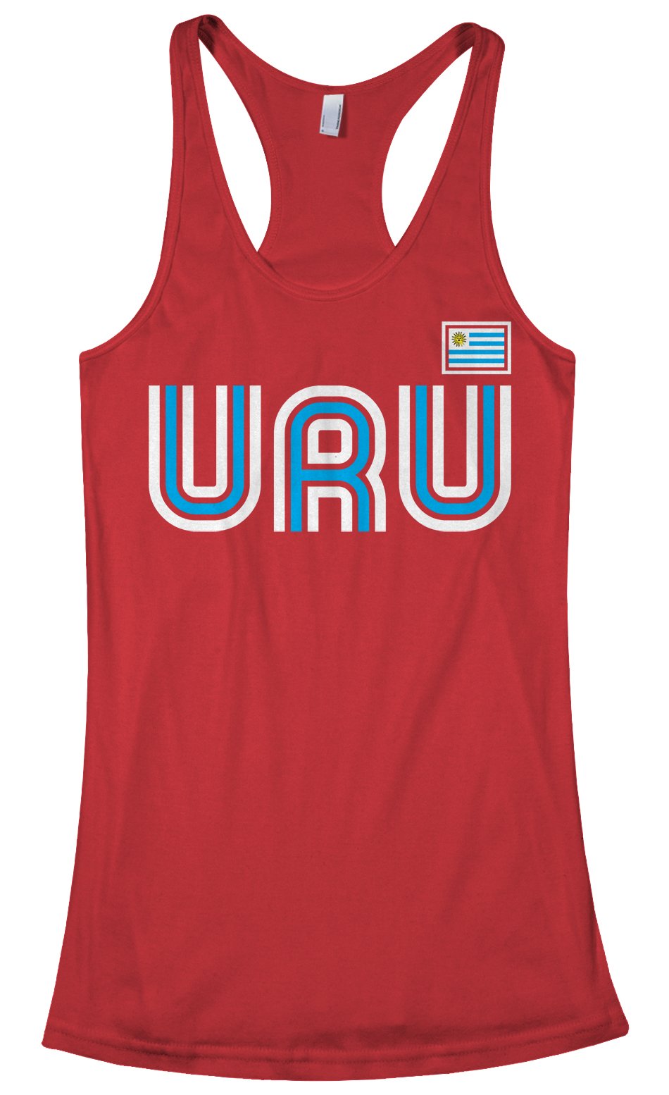 Threadrock Women's Uruguay Athletic Retro Racerback Tank Top - Breathable Workout Top for Running, Yoga & Gym - Vintage Style Activewear