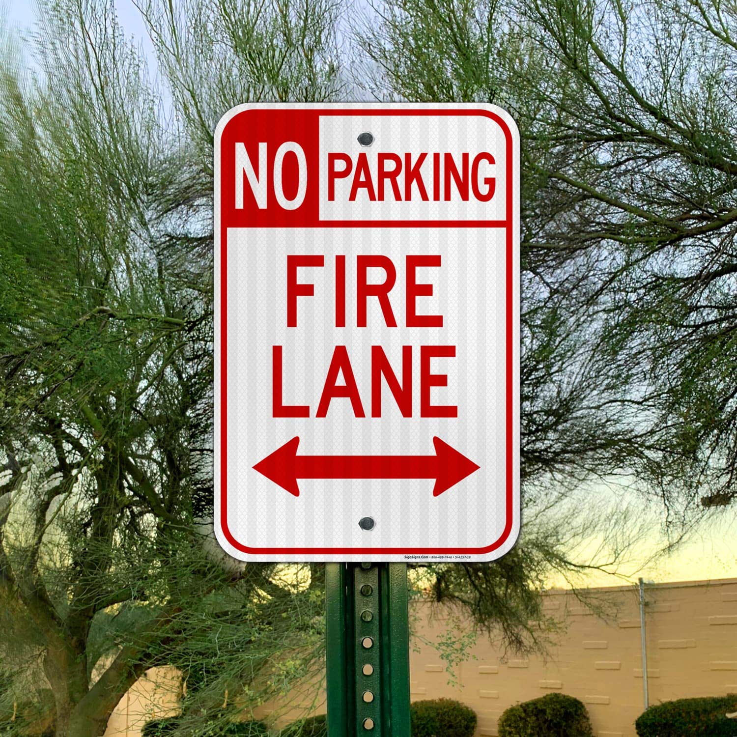 Fire Lane No Parking Both Sides Sign - 12x18 Inches, 3M EGP Reflective Aluminum, Fade Resistant, Easy Mounting - Indoor/Outdoor Use for Parking Lots, Driveways & Fire Zones - Made in USA