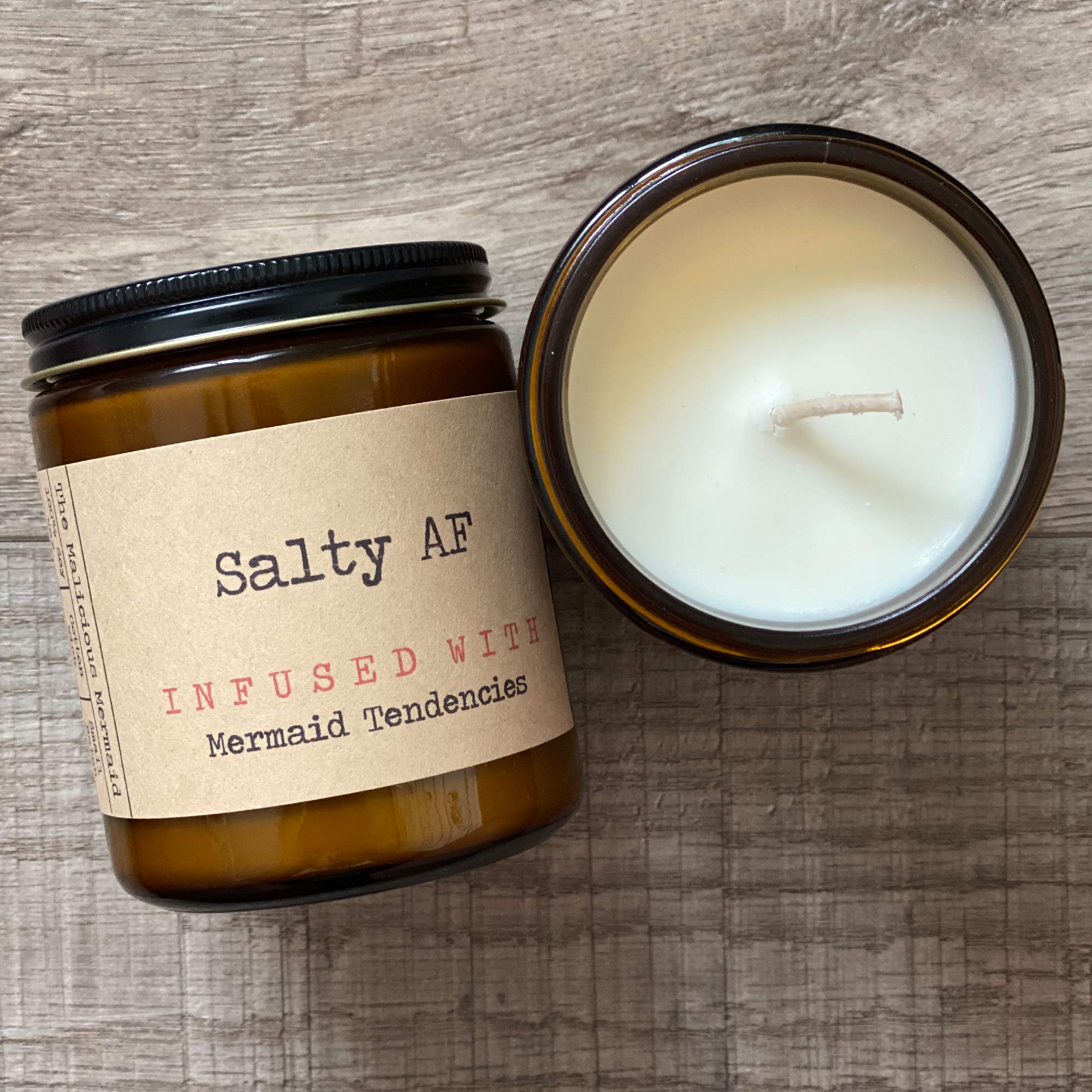Premium Soy Wax Candle in Amber Jar - Malicious Mermaid Scent | Made in USA | Home Decor & Gift