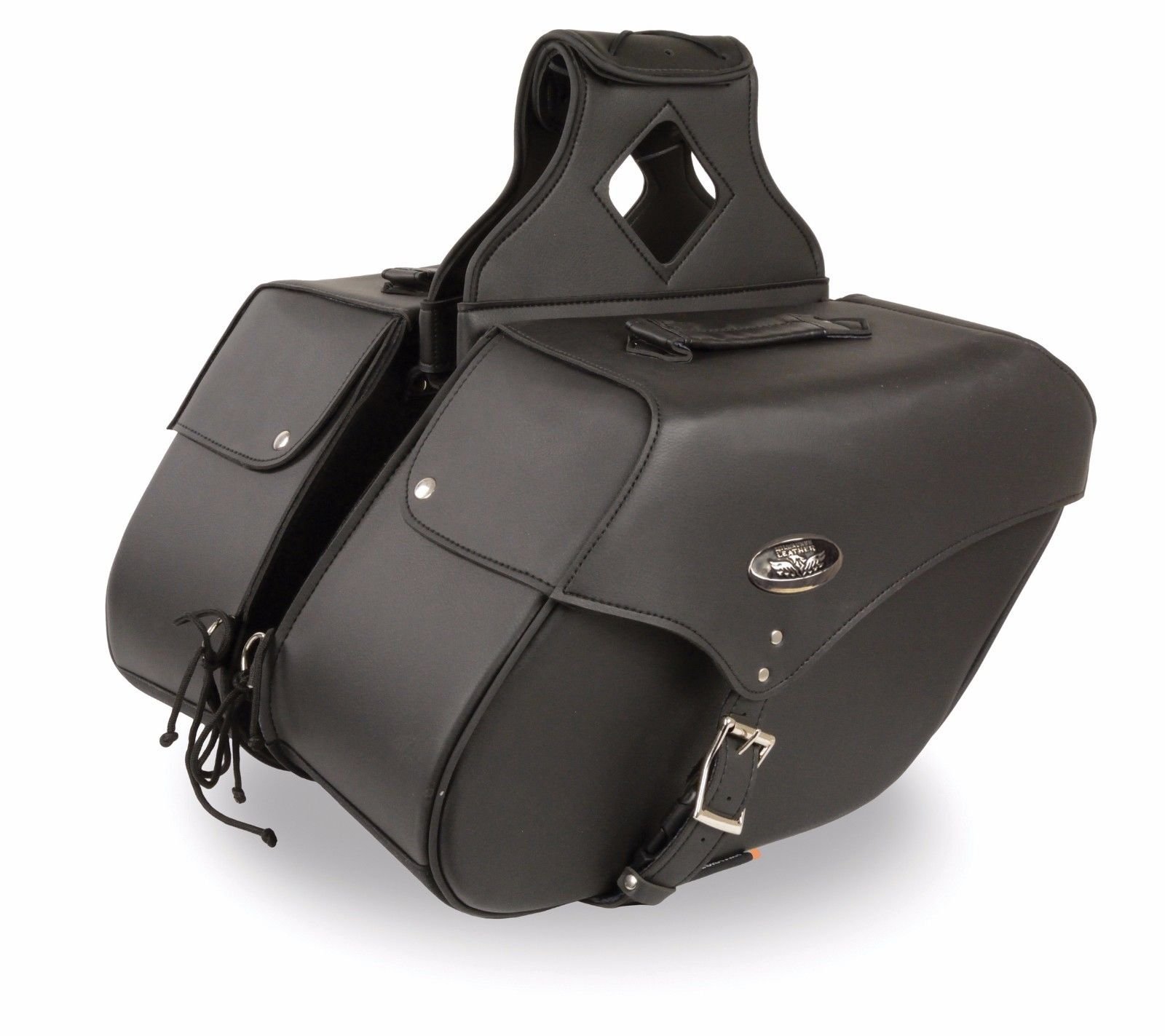 Waterproof Motorcycle Saddlebags - 2-Piece Set with Single Strap & Reflective Piping (Black) - Ideal for Long Rides, Commuting and Adventure Touring