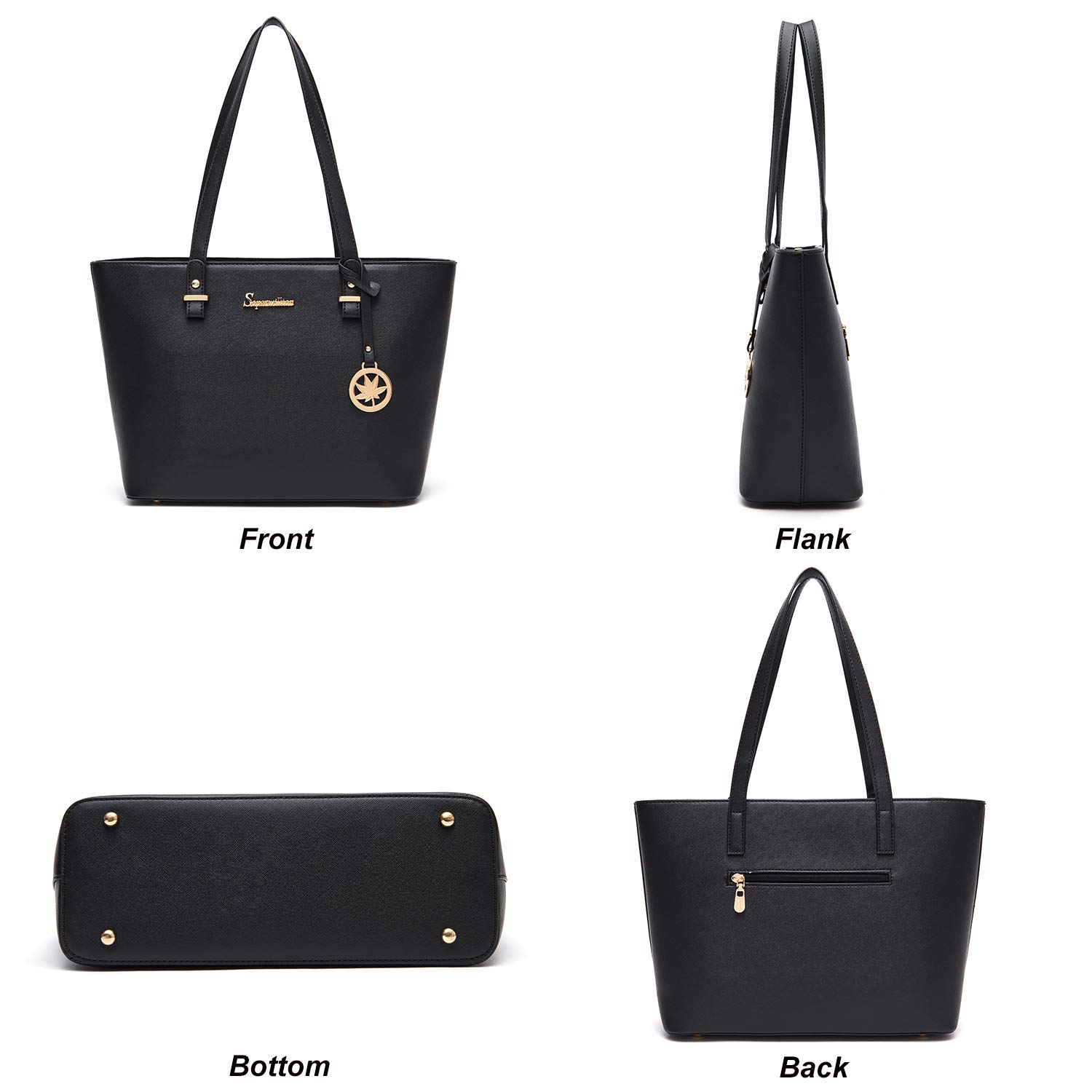 Soperwillton Women's 5-Piece Handbag Set - Tote, Shoulder Bag, Satchel, Wallet & Top Handle Purse for Work, Travel & Everyday Use