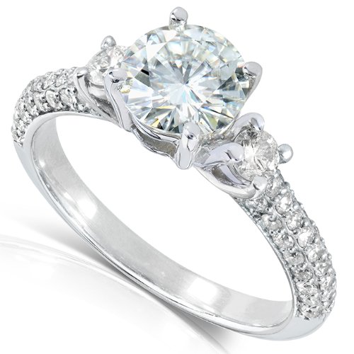 1 Carat Round Cut Diamond Engagement Ring in 14K White Gold - 1.5 CTW Total Weight, Elegant Solitaire Wedding Band for Proposals, Anniversaries & Special Occasions