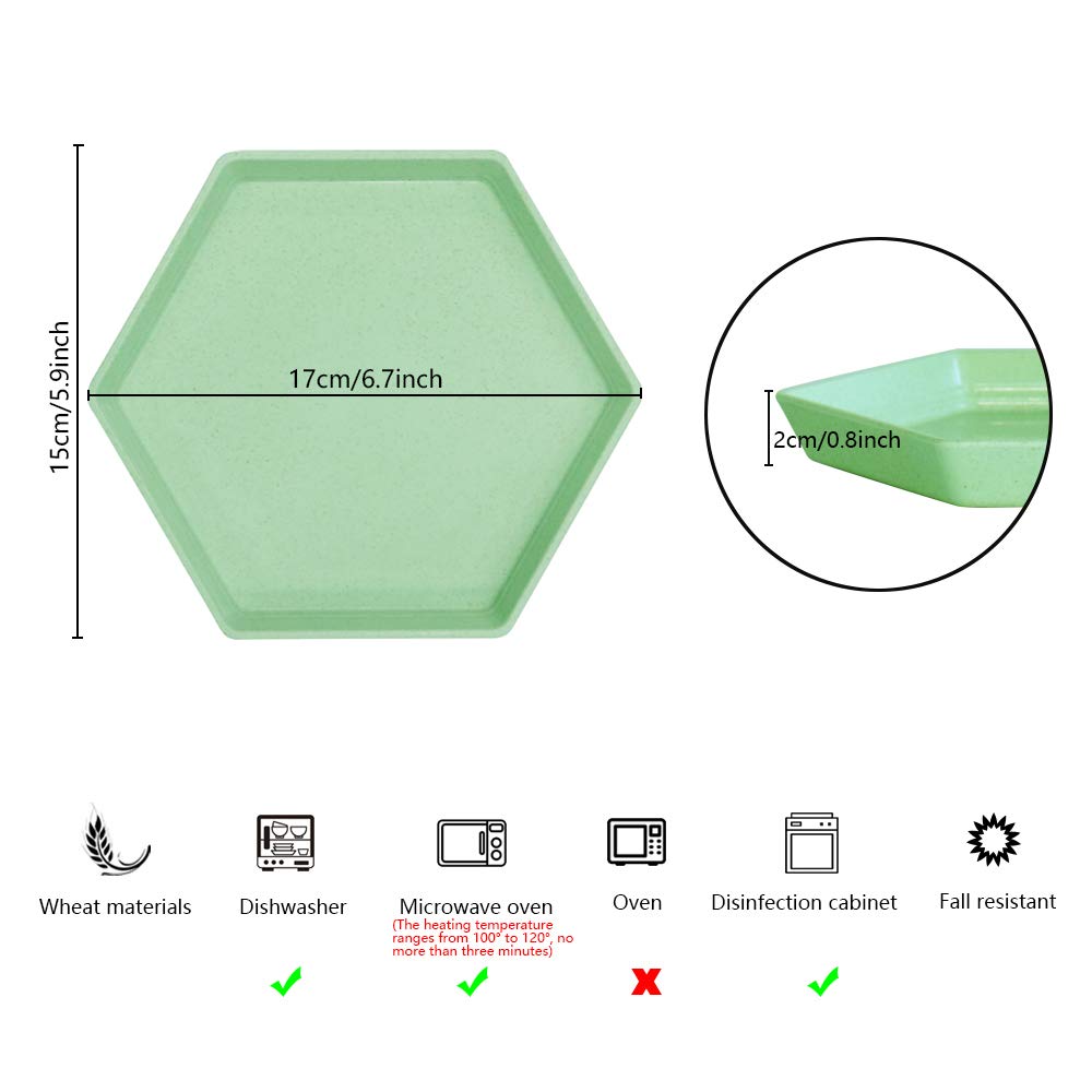 5 Pack Hexagon Premium Dessert Plates - 6.7 x 5.9 Inch Unbreakable Reusable Appetizer Plates, Colorful Small Snack Saucers for Fruit, Candy, Side Dishes - Perfect for Parties, Picnics, and Home Dining (15cm, Purple)