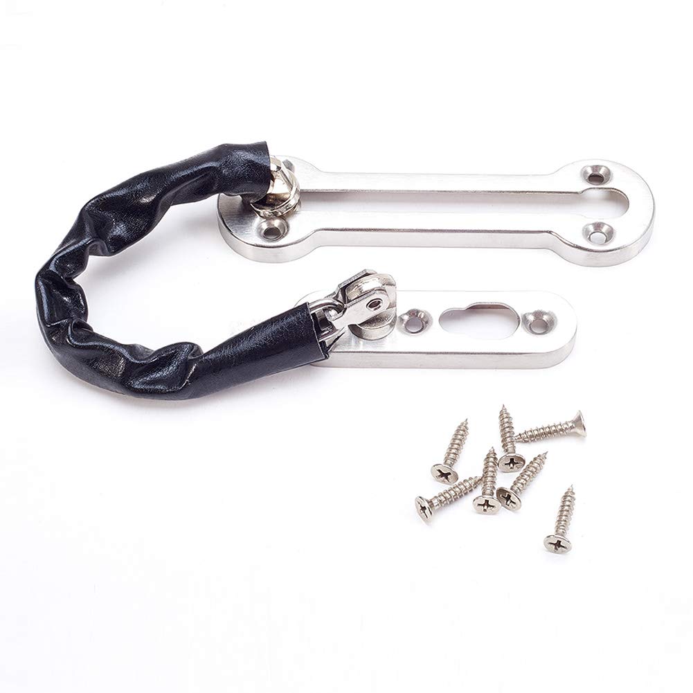MroMax 304 Stainless Steel Door Security Chain Lock - 2 Pack Burglarproof Home Safety Guard for Apartment & House (Silver Tone) | Perfect for Front Door, Back Door & Rental Property Security