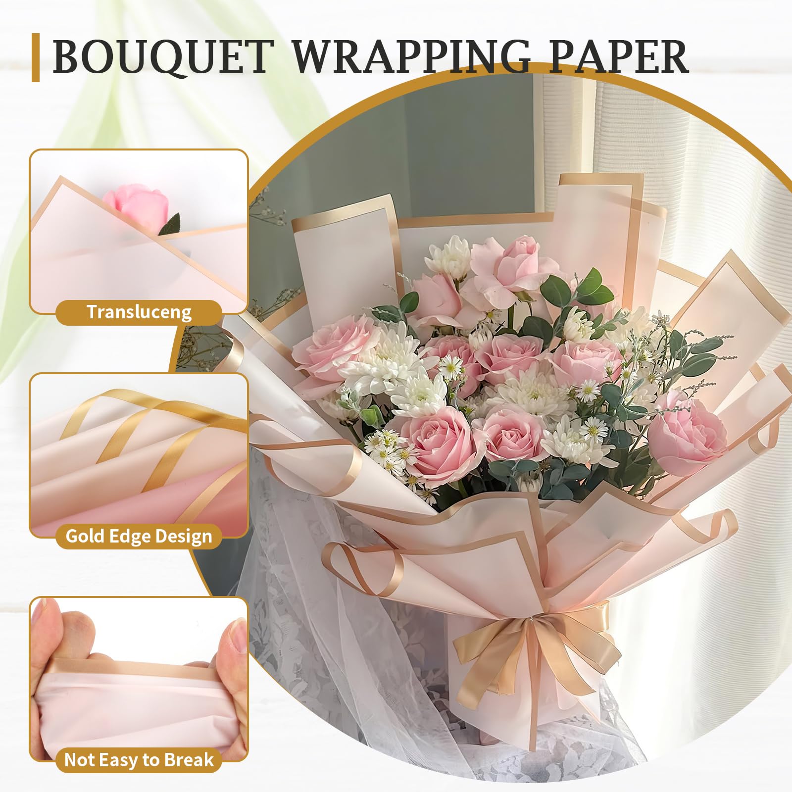 20 Sheets Waterproof Floral Wrapping Paper - Black Korean Style Bouquet Packaging for DIY Crafts, Wedding, Birthday Gifts | Perfect for Florist Supplies, Gift Wrapping & Party Decorations