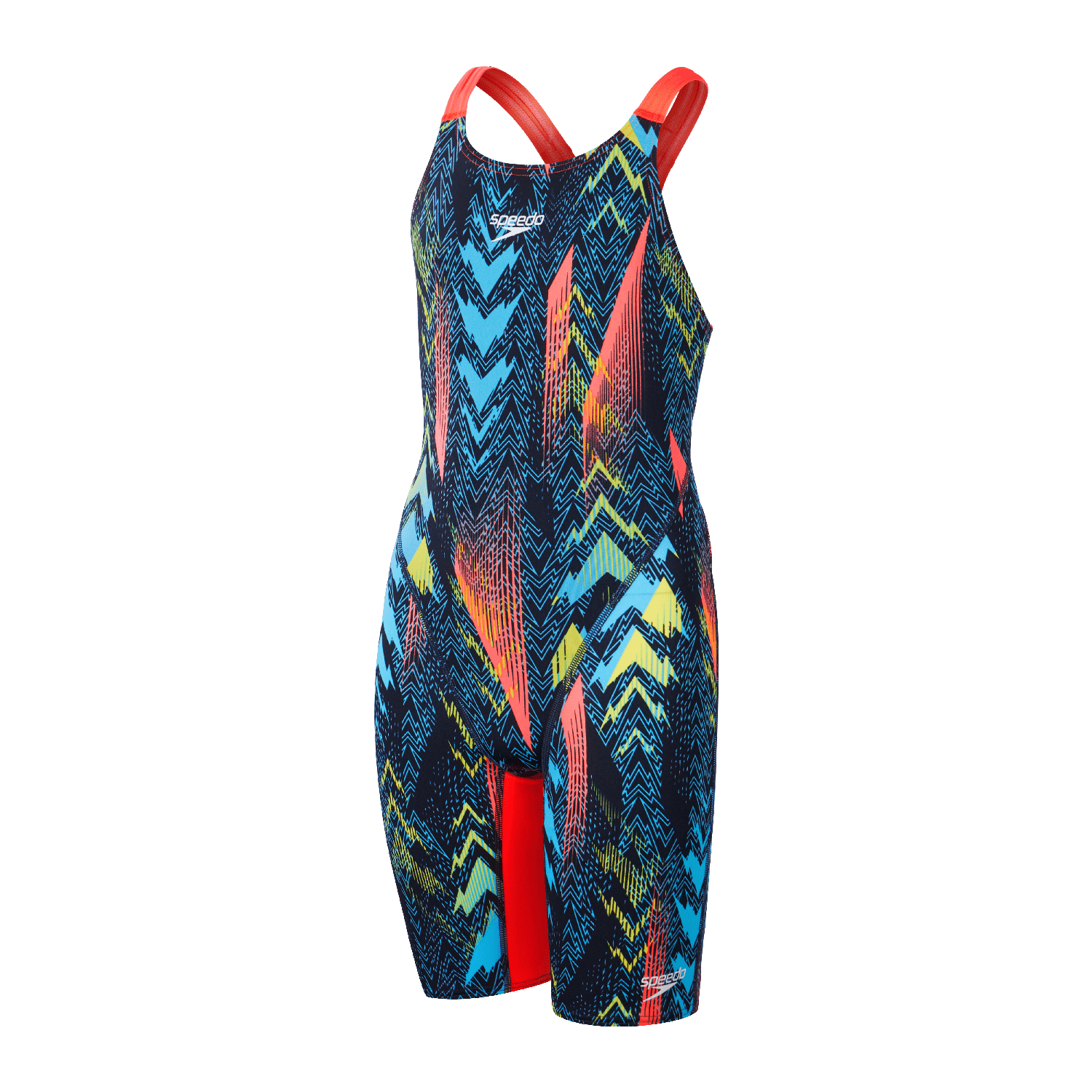 Speedo Endurance+ Max Junior Girls Kneeskin Competitive Swim Suit - Teal Blue Red - Durable Chlorine-Resistant Fabric for Swim Team Practice & Racing