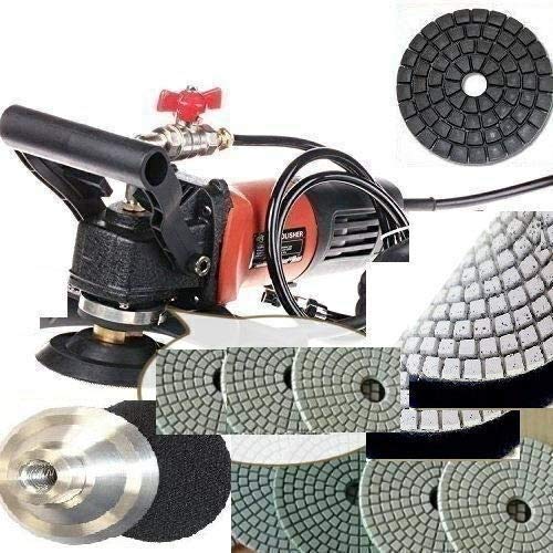 4 Inch Variable Speed Polisher for Granite, Marble & Concrete - 20pc Wet Diamond Polishing Pads + 2 Glazing Buff Pads - Perfect for Stone Countertops, Floors & DIY Home Renovation Projects