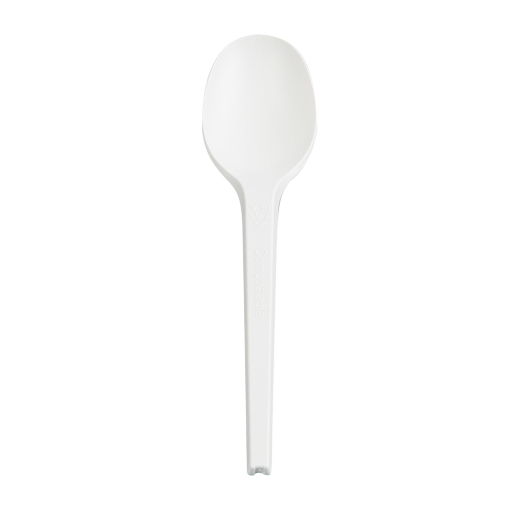 Eco-Friendly Compostable CPLA Plastic Spoons - Heat Resistant, Individually Wrapped, 6.5 Inch Disposable Cutlery (50 Count) - Perfect for Parties, Picnics, and Takeout Meals