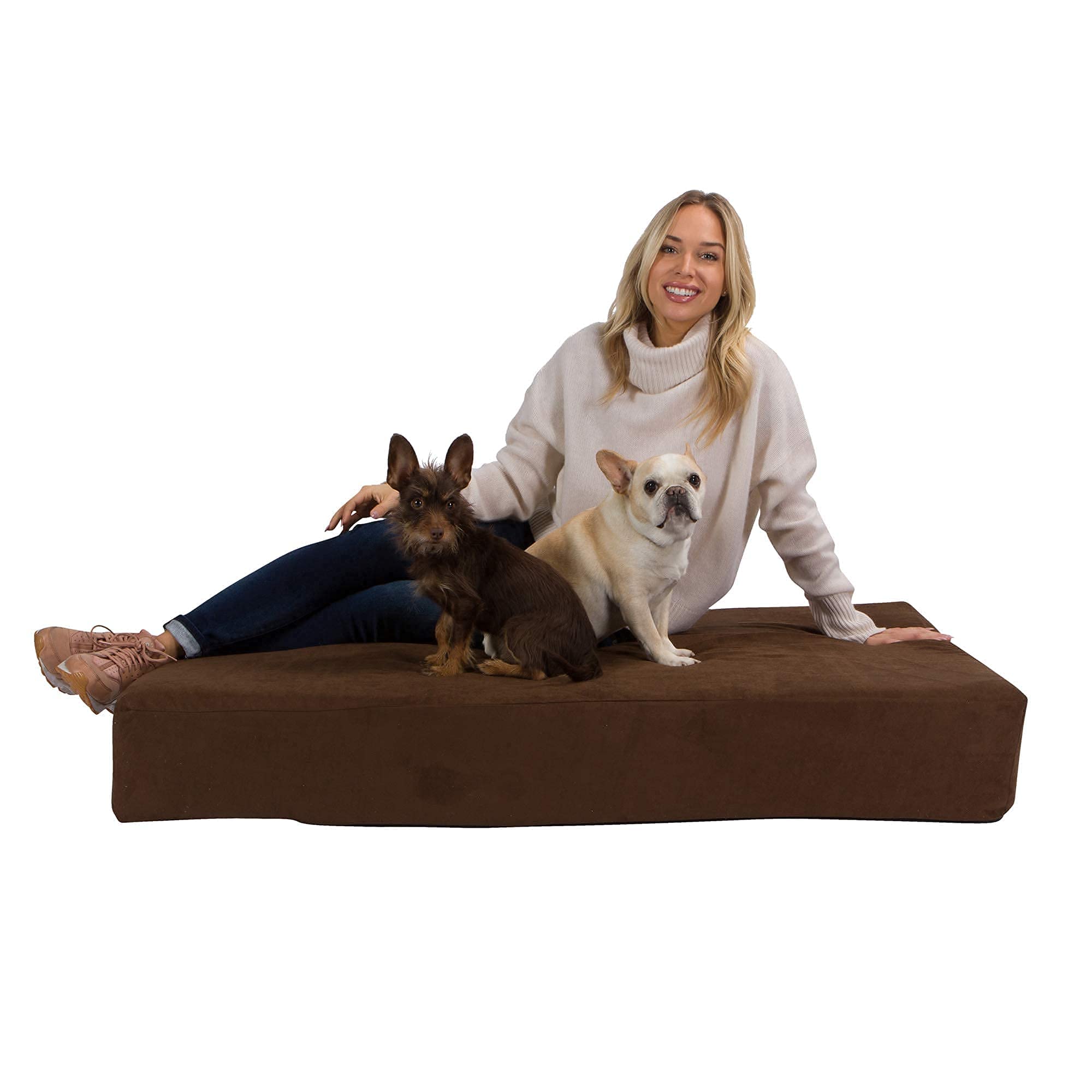 Premium Orthopedic Dog Bed for Large Dogs - Gel Memory Foam Support - Chocolate Brown - Ideal for Senior Pets & Joint Pain Relief - Perfect for Living Room, Bedroom or Crate Use