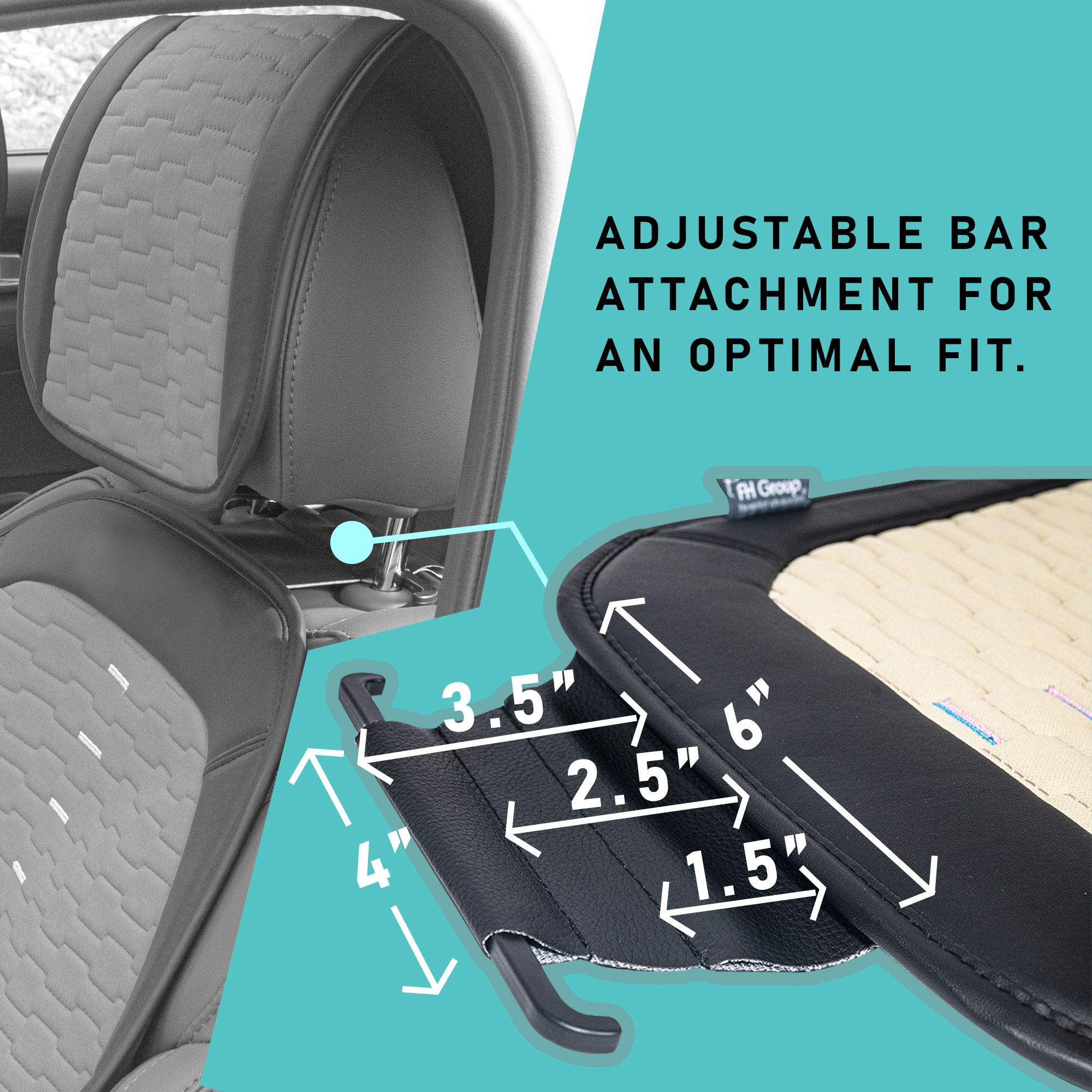 FH Group Universal Low Back Car Seat Cushions & Covers - Airbag Compatible Front Set for SUV, Sedan, Van (Black) | Comfortable Driving & Long Trip Protection