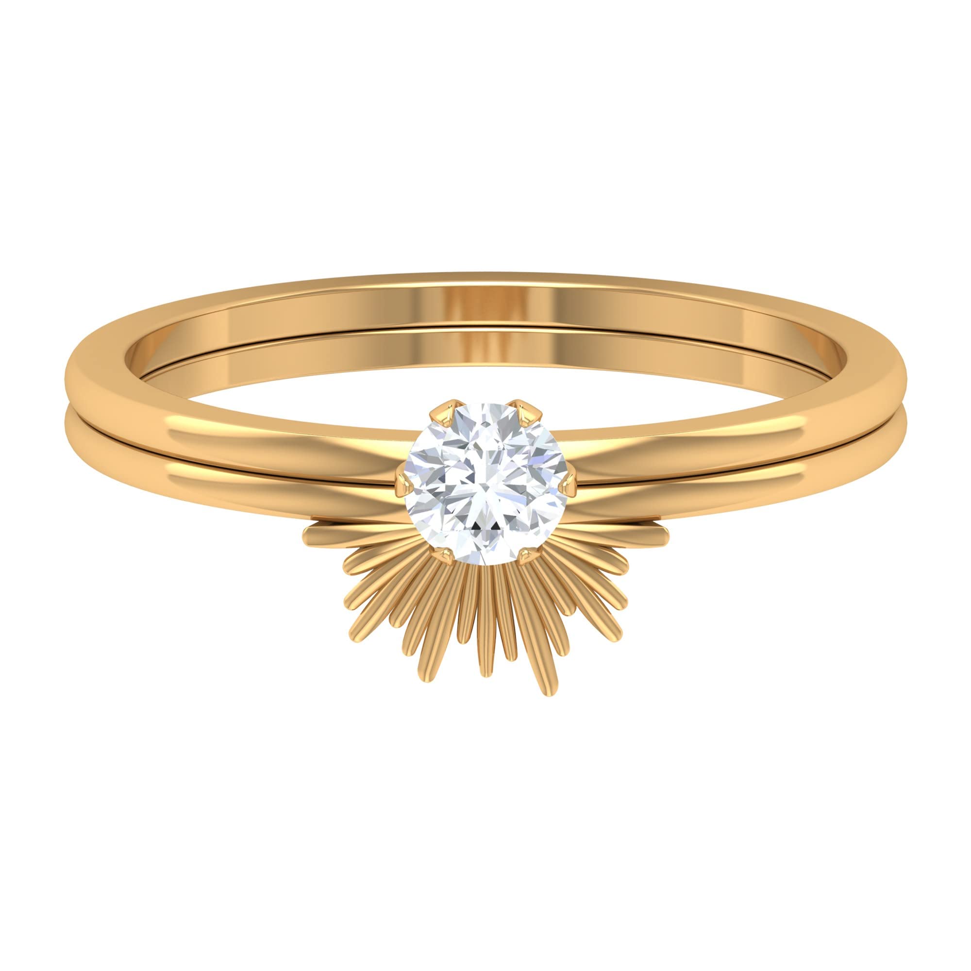 1/4 CT Moissanite Wedding Ring Set for Women - 14K Solid Gold Sunburst Bridal Ring Set with Certified Moissanite | Perfect for Engagement, Wedding & Anniversary Gifts