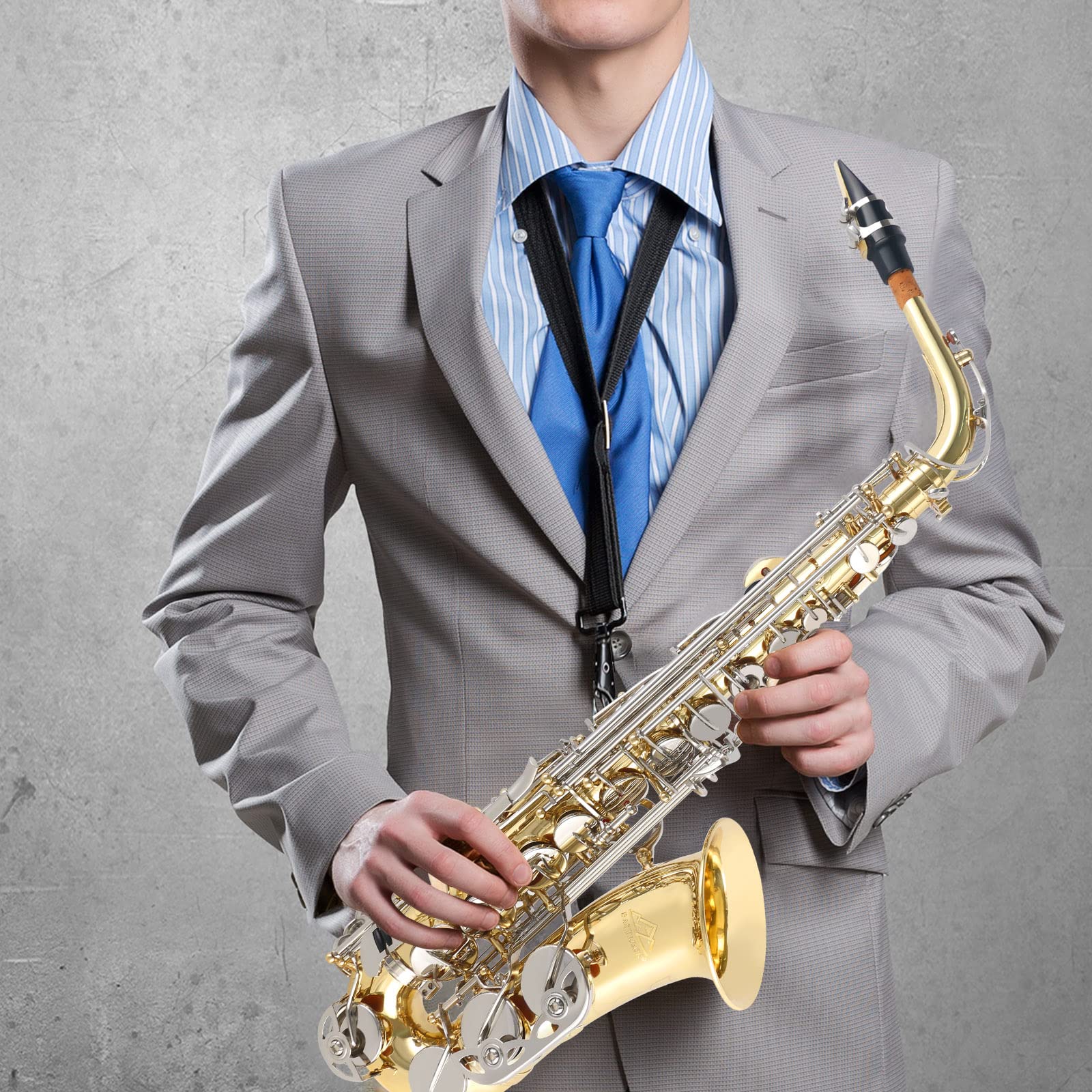 EASTROCK E Flat Alto Saxophone - Antique Finish Student Saxophone Kit with Carrying Case, Mouthpiece, Cushion Pads, Cleaning Cloth & Rod, White Gloves, Neck Strap - Perfect for Beginners, School Bands & Jazz Performances