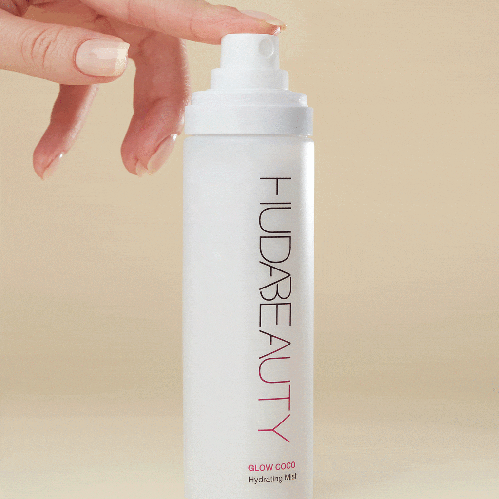 Huda Beauty Glow Coco Hydrating Face Mist Spray - Coconut Infused Moisturizing Facial Spray for Dry Skin | Perfect for Makeup Setting, Skincare Routine & On-the-Go Hydration
