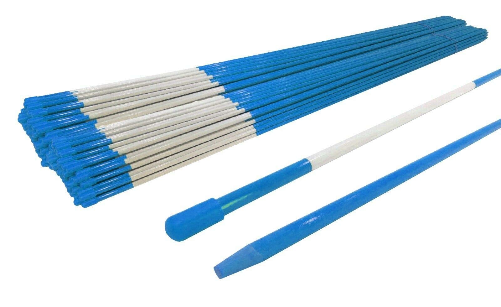 250-Pack 5/16 Inch Blue 48 Inch Reflective Driveway Markers - Heavy Duty Snow Plow Stakes for Driveways, Parking Lots, Walkways & Sidewalks - High Visibility Winter Safety Markers for Snow Removal & Roadway Visibility