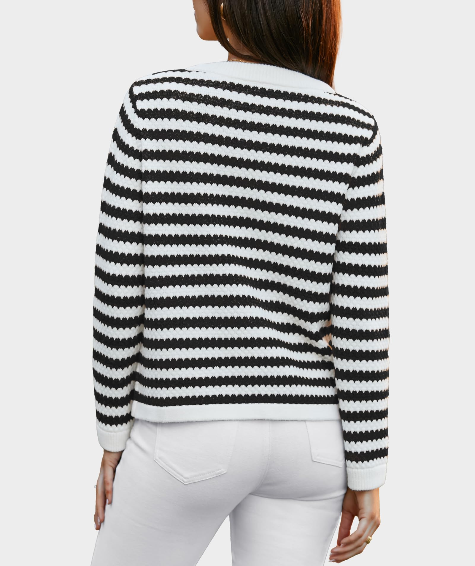 Women's V Neck Button Down Cardigan Sweater - Long Sleeve Knit Open Front Cropped Jacket for Spring | Casual Outerwear for Work, Date Night & Weekend Outings