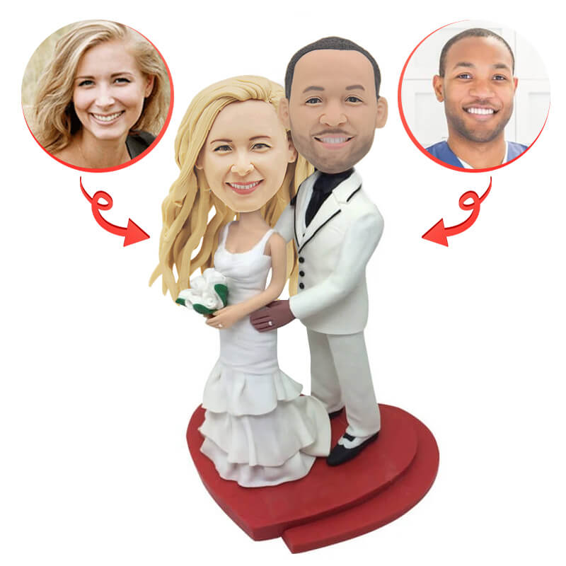 Personalized Wedding Cake Topper Bobbleheads - Custom Couple Figurines for Wedding Cakes, Anniversaries & Bridal Showers - Unique Gift for Newlyweds