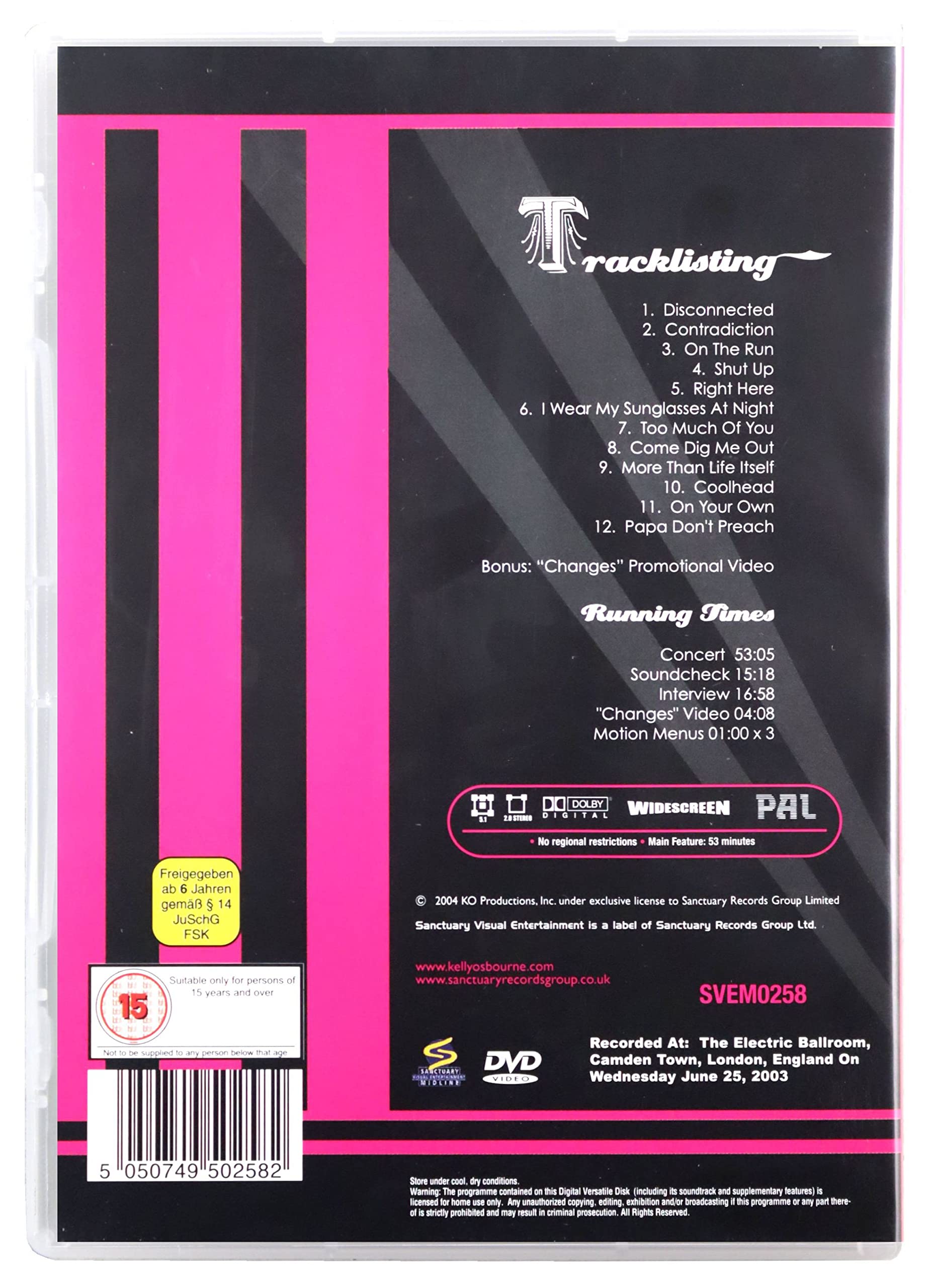 Kelly Osbourne Live At Electric Ballroom Concert DVD 2003 - Perfect for Music Fans & Collectors, Great for Home Entertainment & Gifts