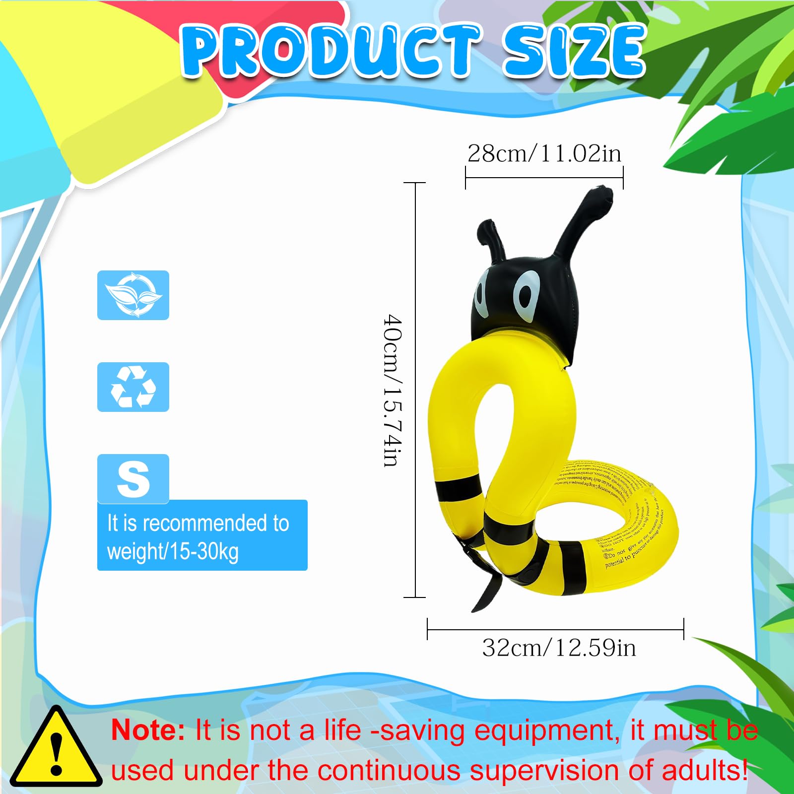 Best Inflatable Swimming Vest & Pool Buoy - Adjustable Flotation Ring for Kids & Adults - Perfect for Beach, Pool, Lake & Water Safety Training