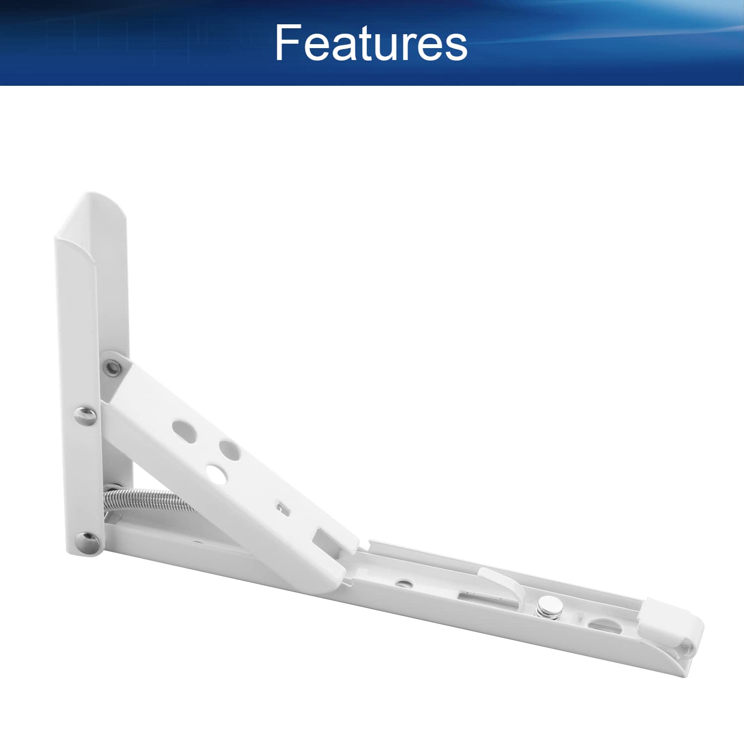 Yinpecly 90 Degree Angle Bracket - Heavy Duty Folding Corner Brace (7.68 x 4.33 Inch) for Wall Mounted Shelves - Spring Loaded Shelf Joint - Decorative Corner Brackets (4PCS) - Perfect for Home Office, Kitchen & Living Room Storage Solutions