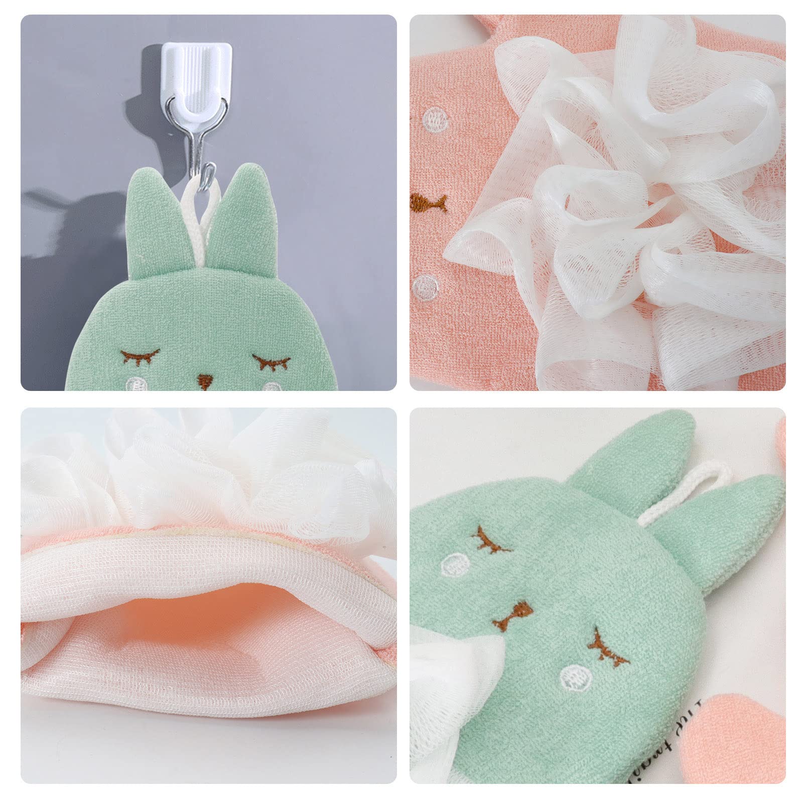 Exclusive EXCLUZO Bath Towel Sponge Loofah Back Scrubber - Body Exfoliator & Shower Mitt for Soft Skin Care - Face & Body Wash Massage Spa Glove for Adults & Kids - Perfect for Daily Shower, Exfoliation & Relaxing Spa Days