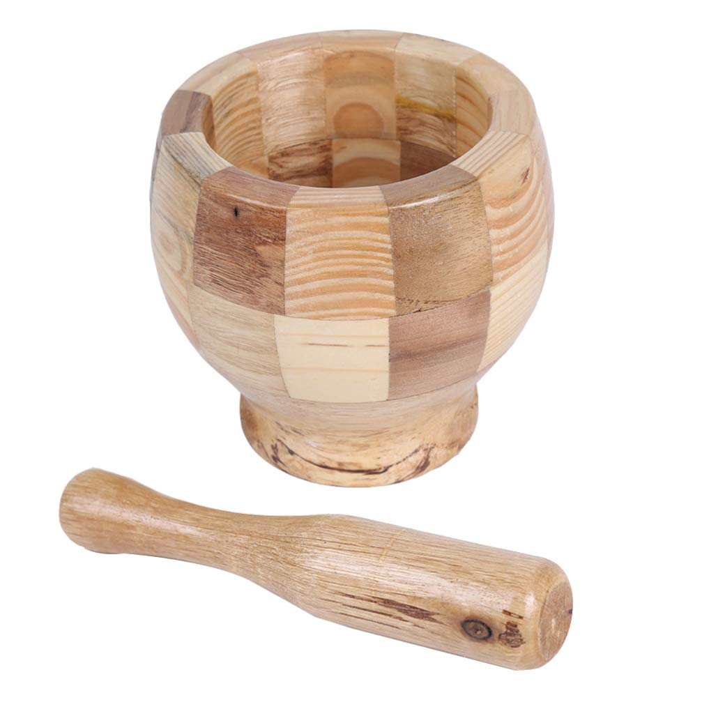 Premium Wooden Mortar and Pestle Set - Garlic Press, Ginger Crusher, Spice Grinder for Fresh Herbs & Spices - Perfect for Cooking, Baking, and Crafting DIY Seasonings