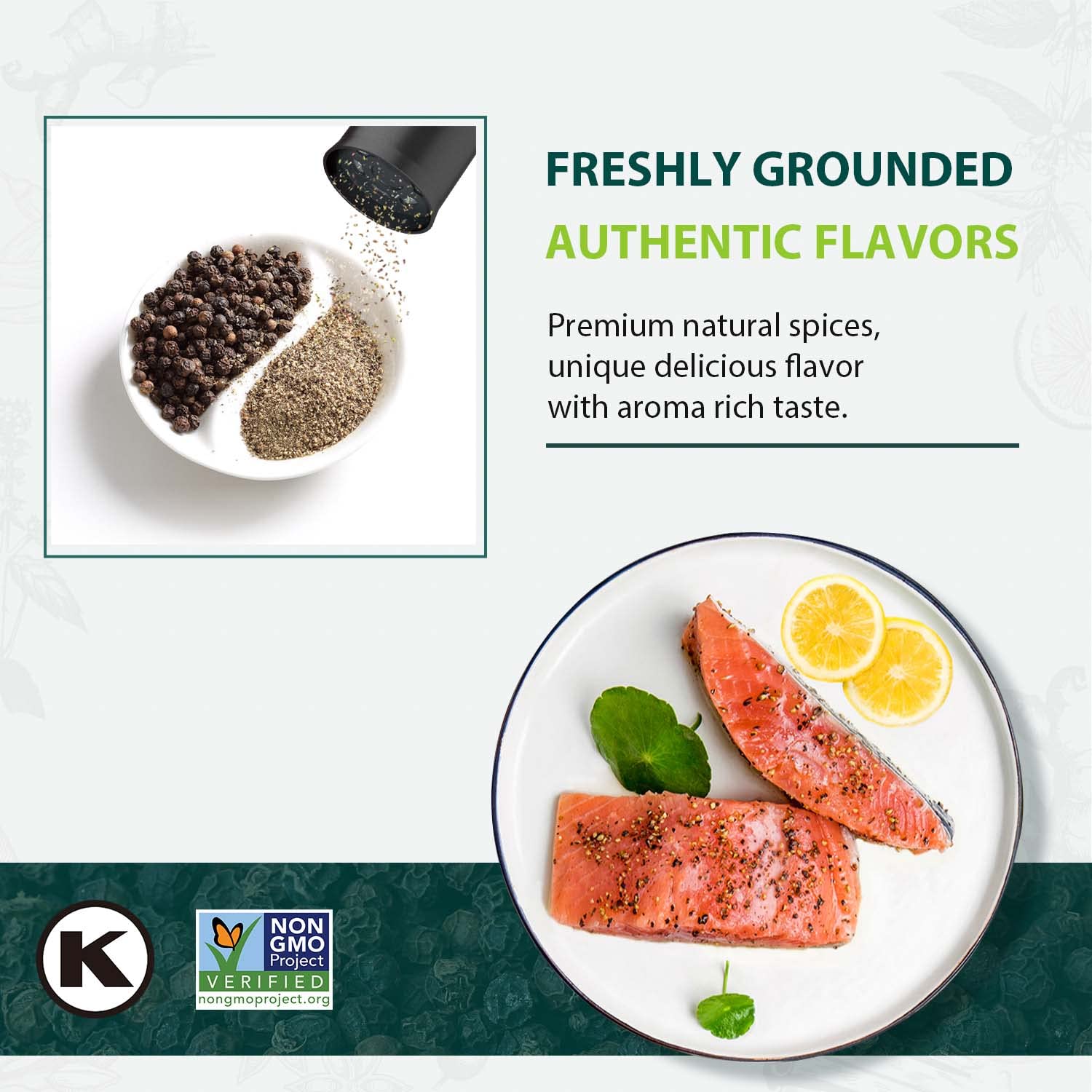 Soeos Premium Whole Black Peppercorns - 36oz (2-Pack) | Non-GMO, Kosher Certified | Freshness-Sealed for Grinder Refill | Ideal for Cooking, Seasoning & Gourmet Dishes