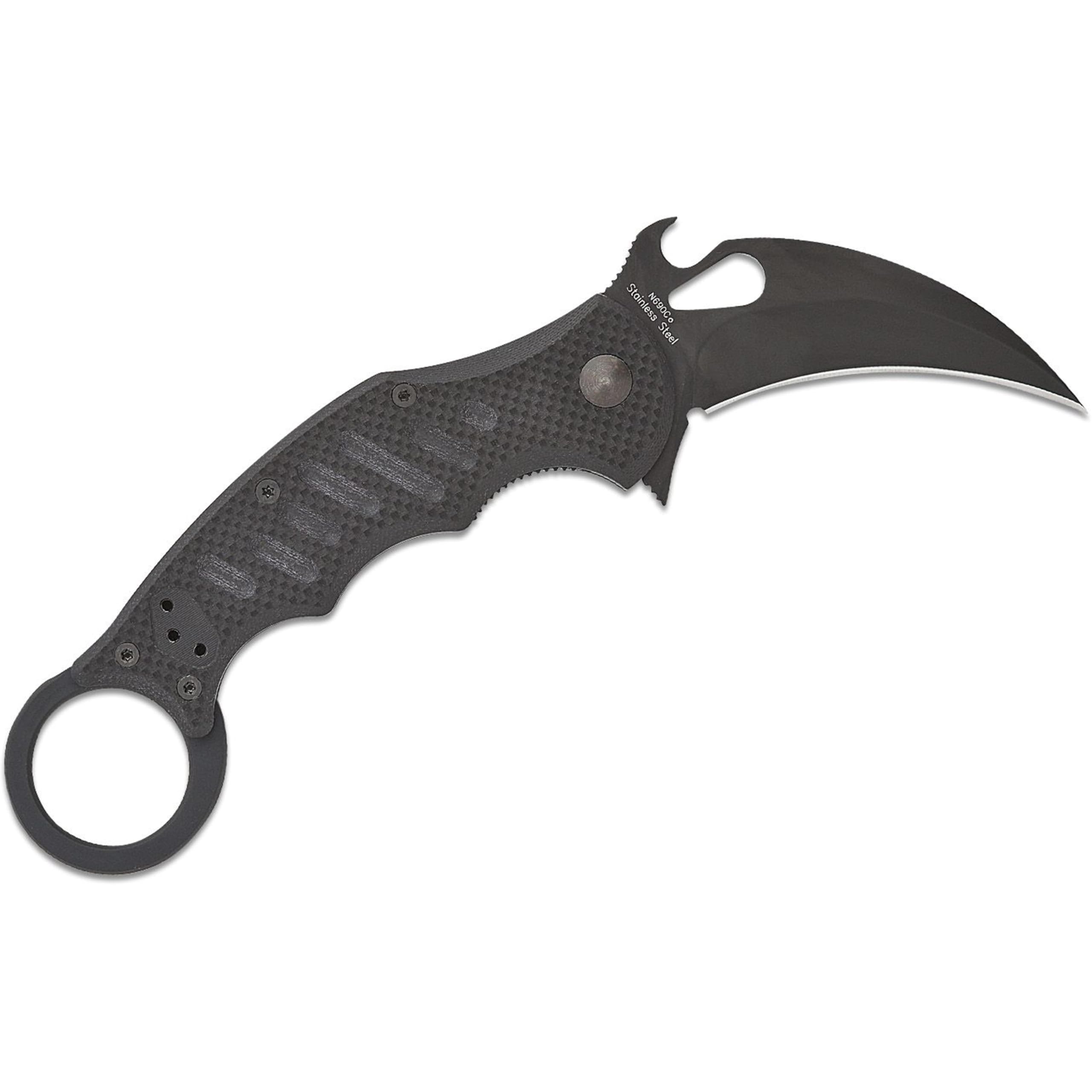 Fox FX-599 Folding Pocket Knife - N690Co Stainless Steel Blade, Black G10 Handle, Emerson Wave Opening, Liner Lock & Reversible Clip | EDC, Outdoor Survival, Camping & Tactical Use