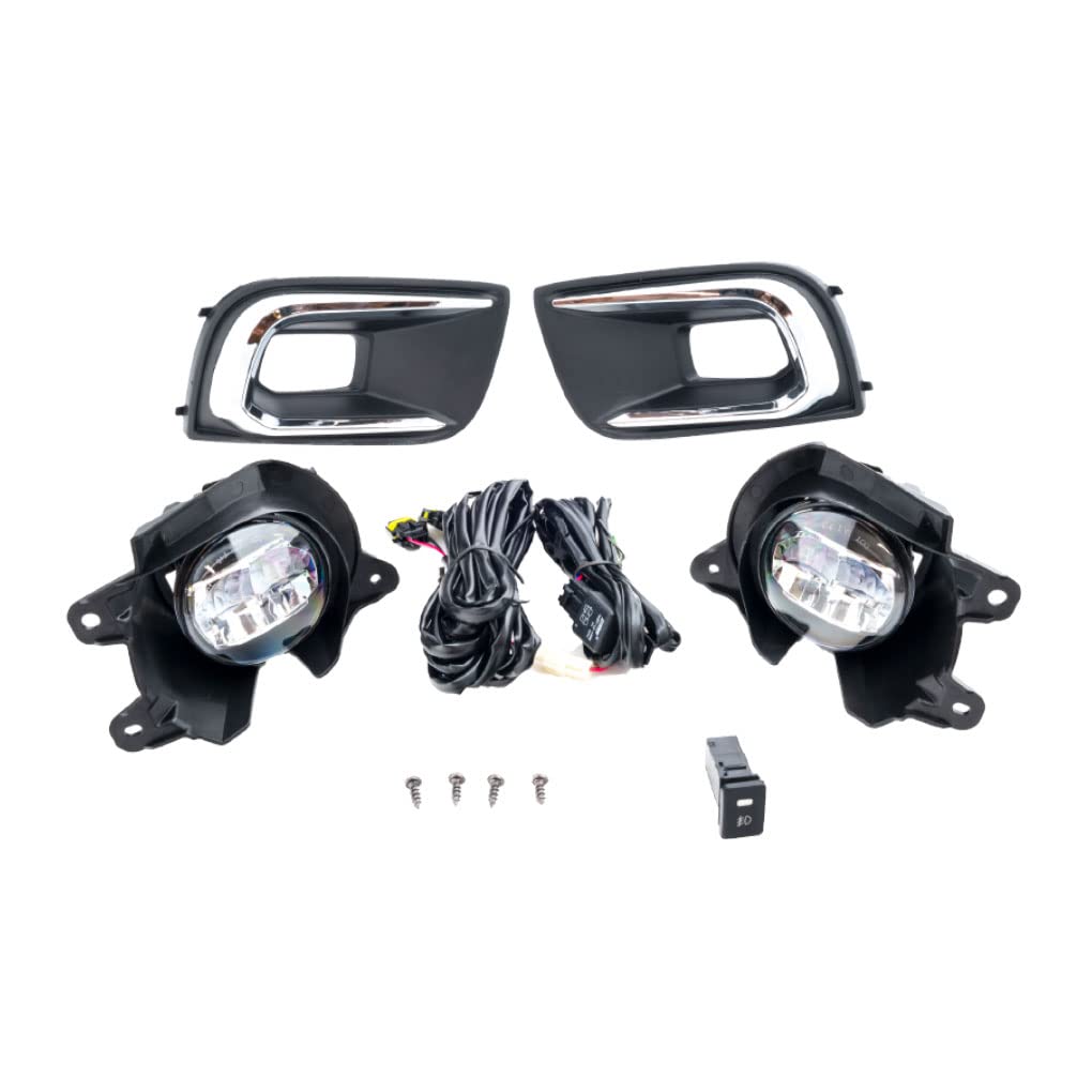 2018-2020 Toyota Sequoia LED Fog Light Kit - Complete Assembly with Bezel, Switch & Wiring Harness (Left & Right) - Durable Replacement for Improved Visibility in Rain & Fog