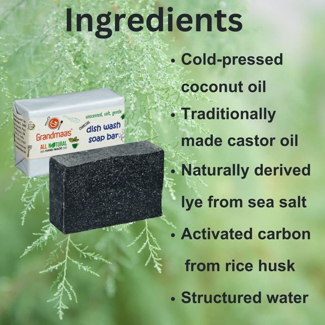 Grandma's Natural Dishwashing Soap Bars (4-Pack, 100g Each) - Unscented, Eco-Friendly & Vessel Safe - Gentle for Hands & Delicate Dishes - Perfect for Camping, RV Travel & Zero-Waste Homes