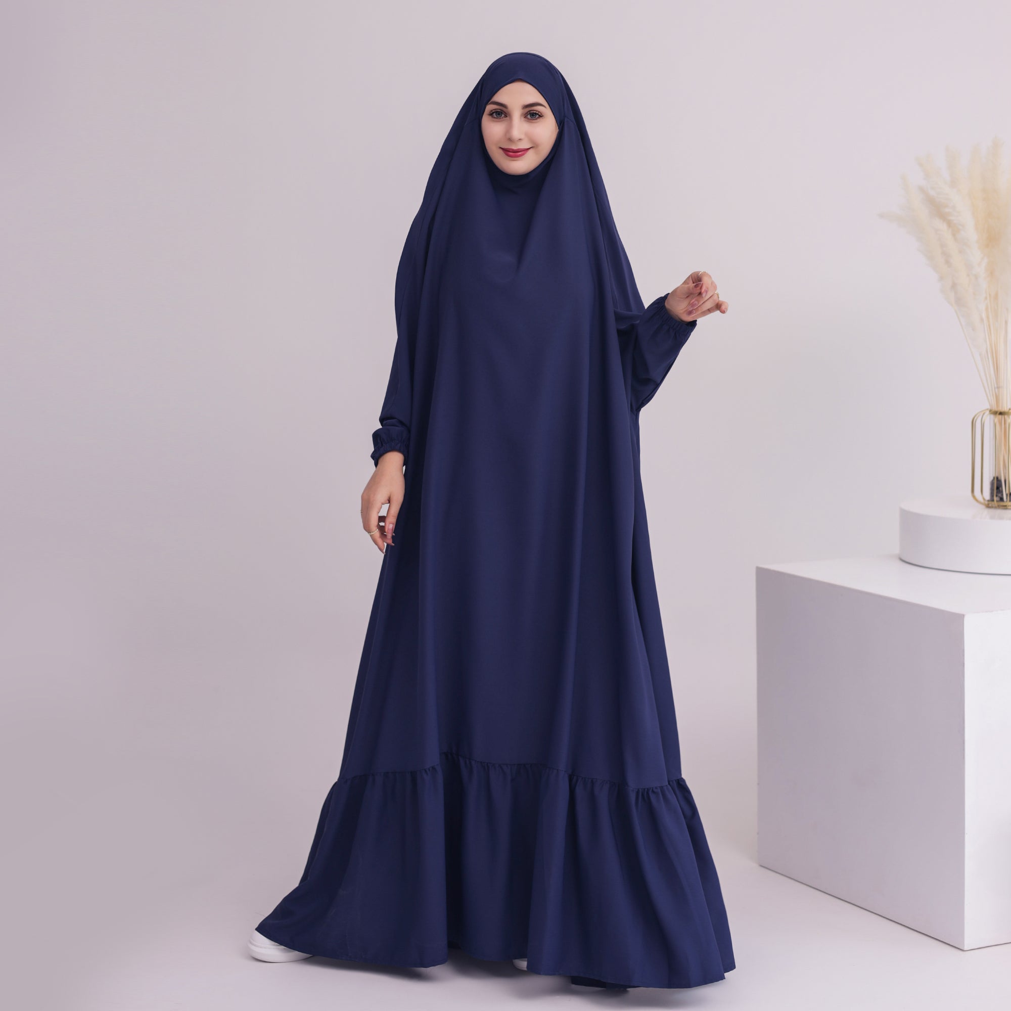 Anissa Jilbab Navy Blue - Modest Muslim Prayer Scarf for Women - Perfect for Daily Wear, Prayer & Special Occasions