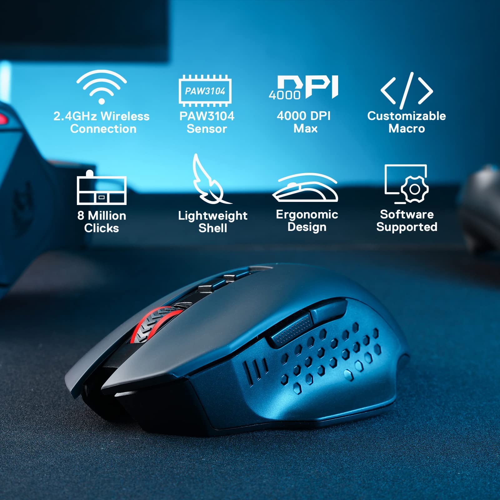 Redragon K580 VATA RGB Backlit Mechanical Gaming Keyboard & M656 Gainer Wireless Gaming Mouse Combo - Perfect for PC, Mac, PS4, Xbox Gaming & Office Work