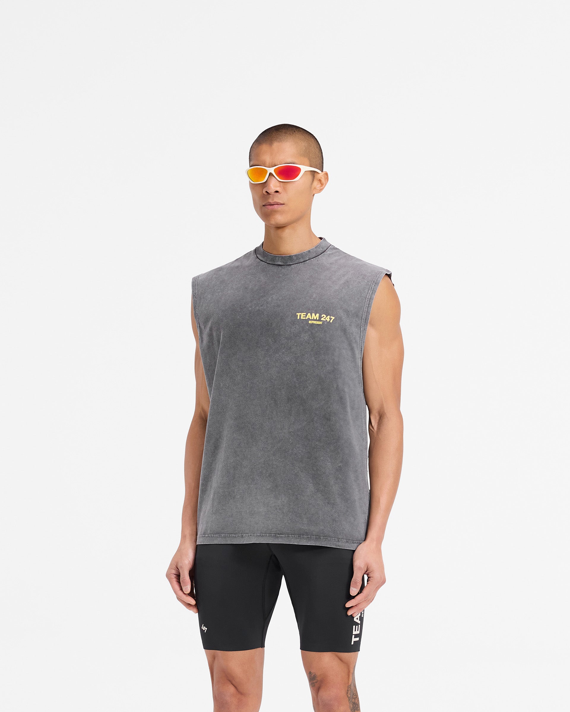 Team 247 Oversized Tank Top - Pewter Lemon Color | Women's Casual Loose Fit Sleeveless Shirt for Summer, Beach, Yoga & Lounge Wear