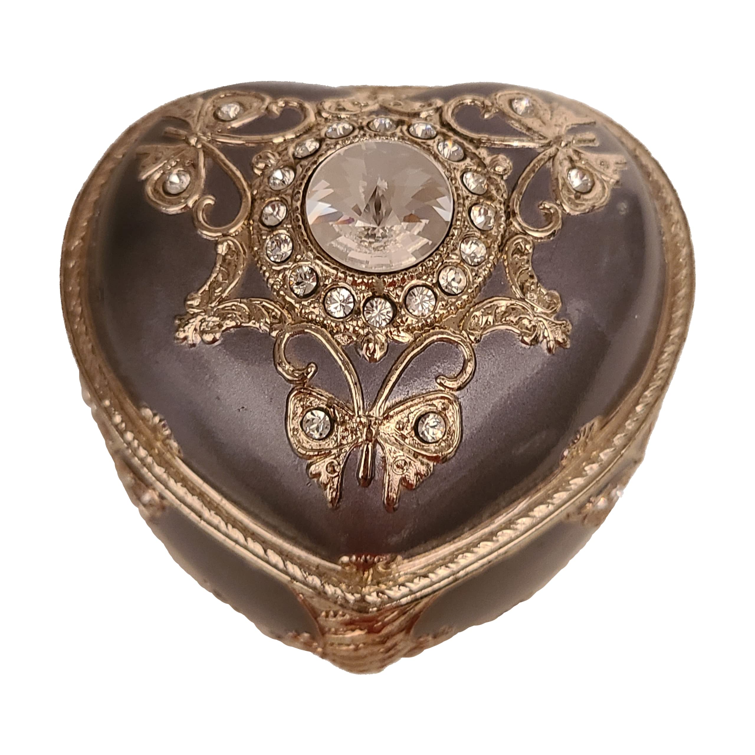 Heart-Shaped Purple Jewelry Box with Sparkling Butterfly & Austrian Crystals - Plays 'My Heart Will Go On' - Perfect for Gift Giving, Jewelry Storage & Home Decor