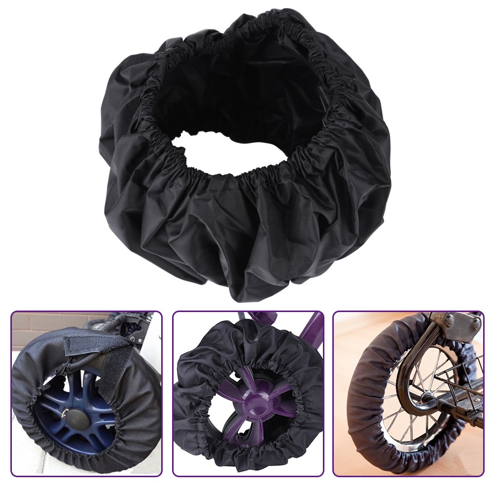 4Pcs Baby Stroller Wheel Protectors - Black Dustproof Replacement Tires for Strollers & Wheelchairs (Large Size) | Durable & Easy to Install for Smooth Rides in Parks, Malls & Outdoor Adventures