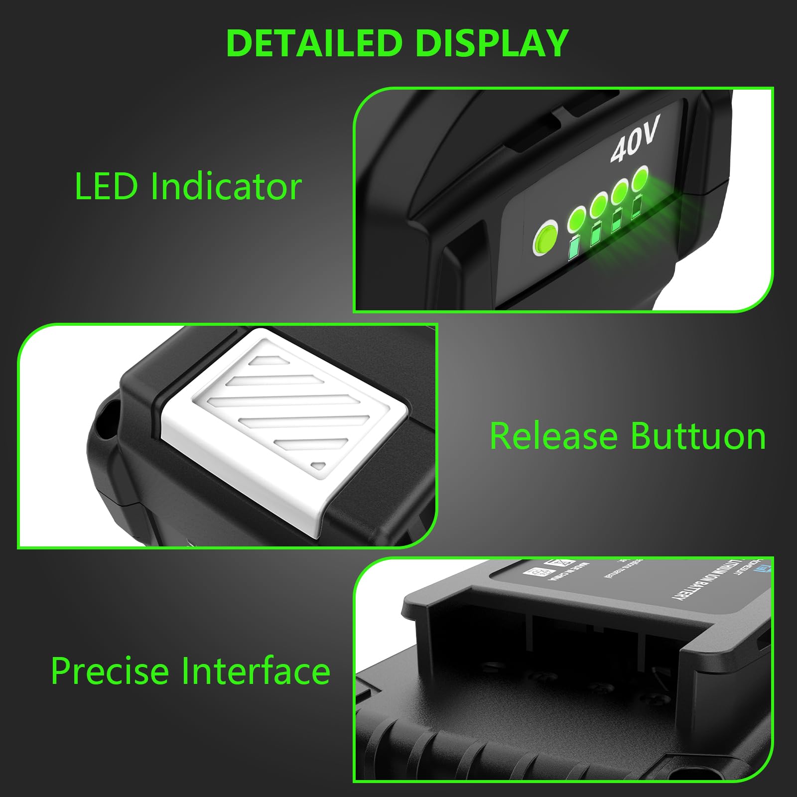 40V 6500mAh Lithium Battery for Ryobi Power Tools - Compatible with OP4015/OP4040/OP4026A/OP40201/OP4050A/OP40261/OP4030/OP40401/OP4060 - Replacement for Ryobi 40V Battery - Perfect for Lawn Mowers, Leaf Blowers, Chainsaws & Outdoor Power Tools