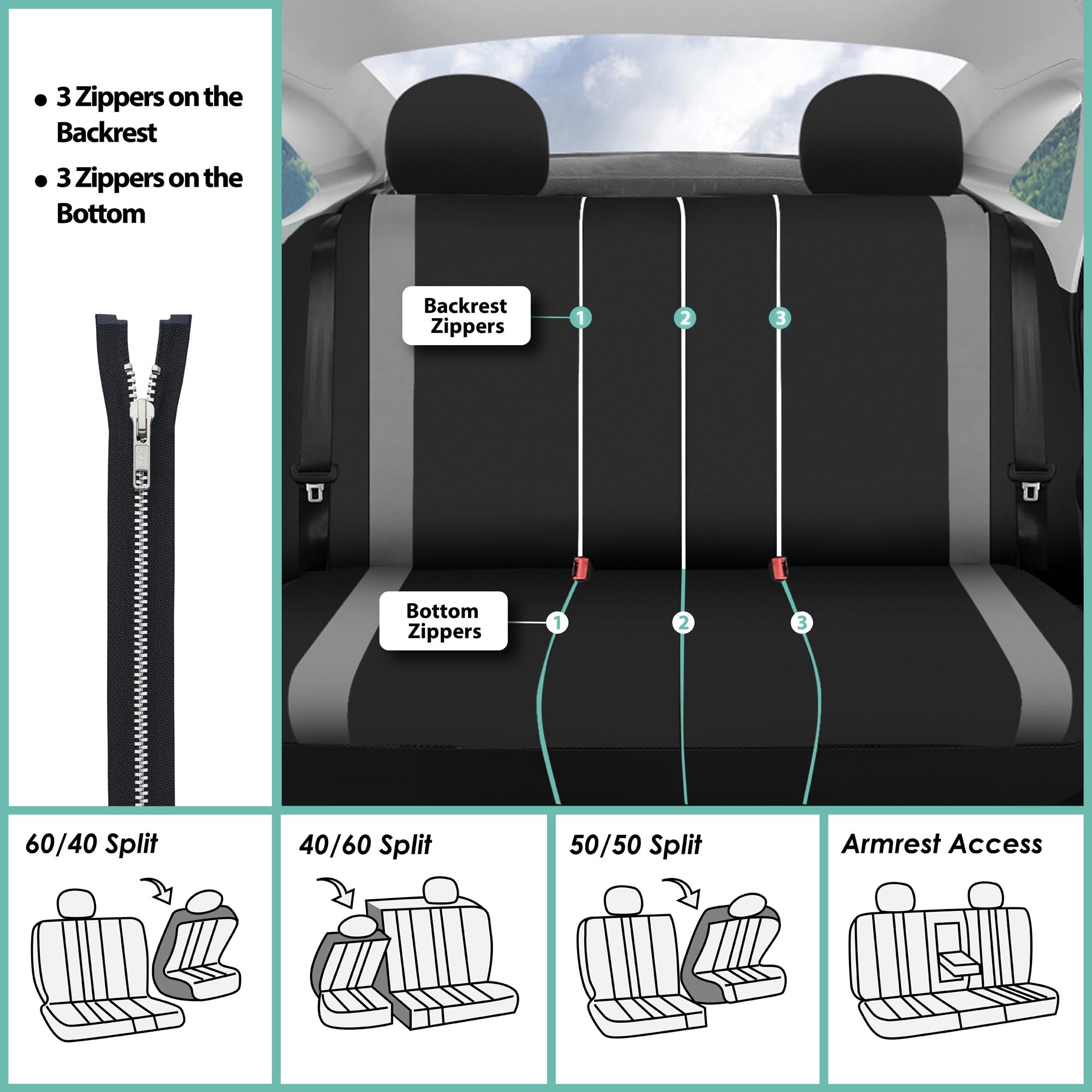 Premium FH Group Cosmopolitan Beige Car Seat Covers - Universal Fit for Cars & Vans | Airbag Compatible, Split Rear Design | Includes Vinyl Floor Mats Set | Durable Protection for Daily Commute, Road Trips & Family Travel