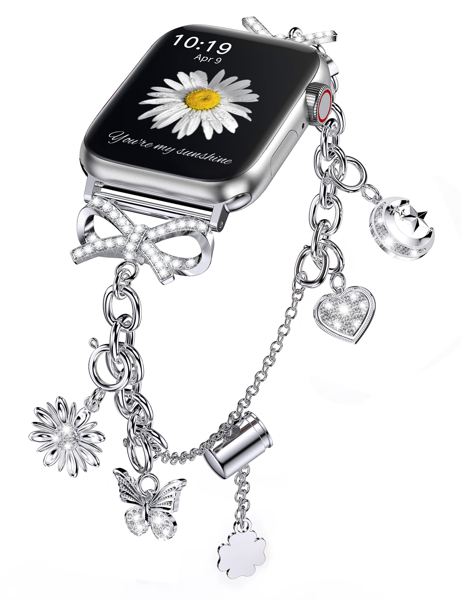 Sparkly Diamond Apple Watch Band for Women - Stainless Steel Jewelry Bracelet Compatible with iWatch Series SE/8/7/6/5/4/3/2/1 & 38mm-49mm (Ultra) - Perfect for Parties, Workouts & Everyday Fashion