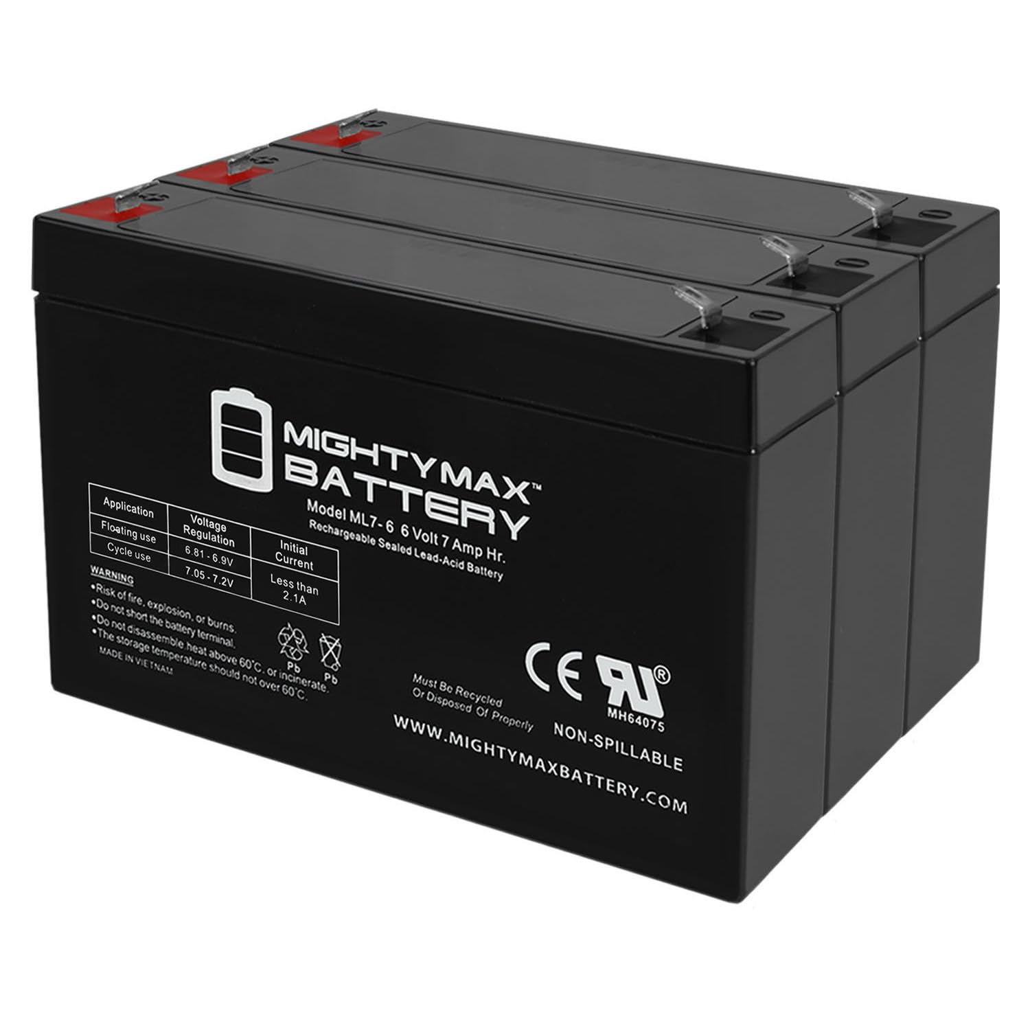 Mighty Max Battery MGE Batteries ES4 Replacement Battery 6V 7Ah - 3 Pack for Electric Scooters, Mobility Scooters, and Power Wheelchairs