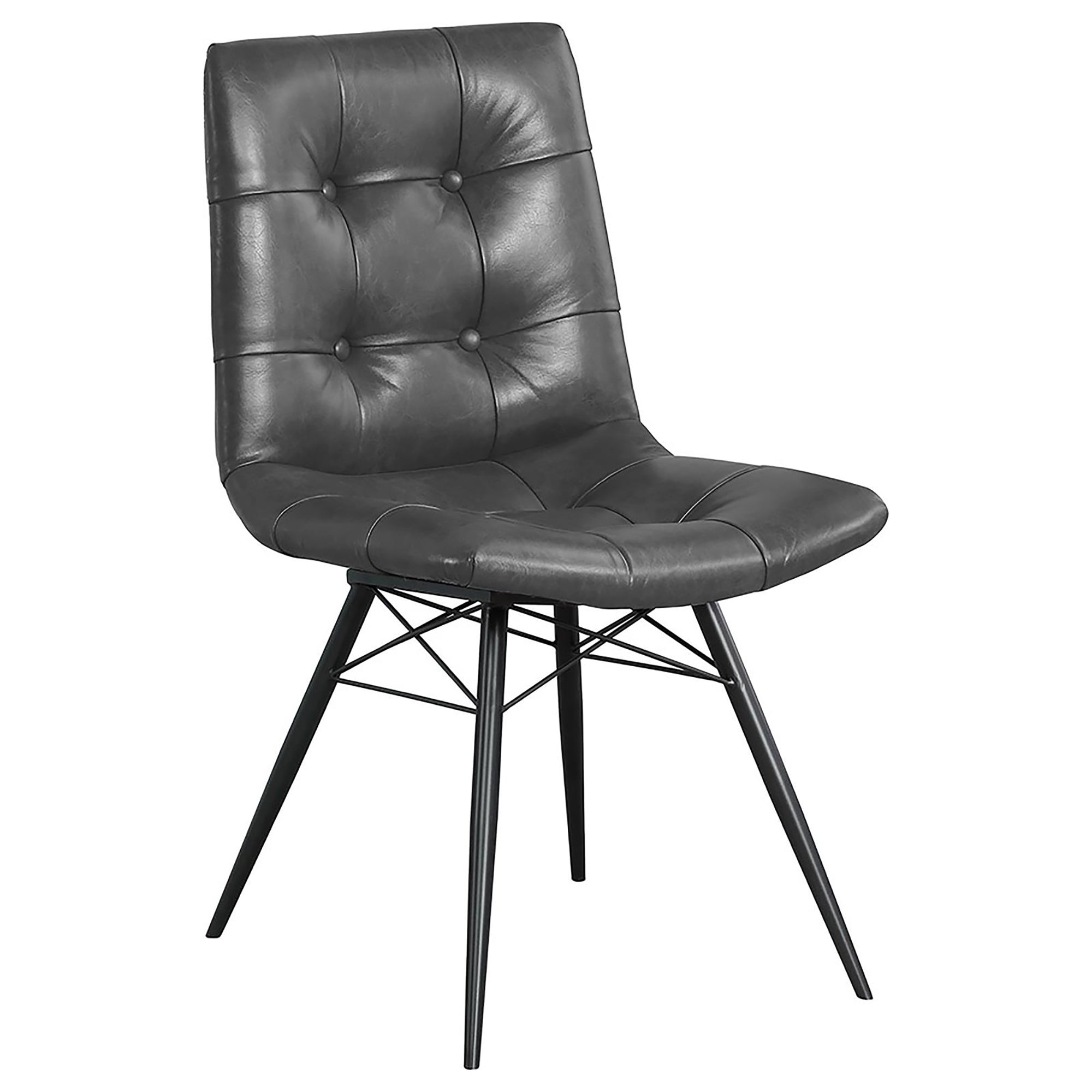 Charcoal & Gunmetal Tufted Back Dining Chairs Set of 4 - Modern Upholstered Kitchen Chairs for Dining Room, Kitchen Island & Breakfast Nook