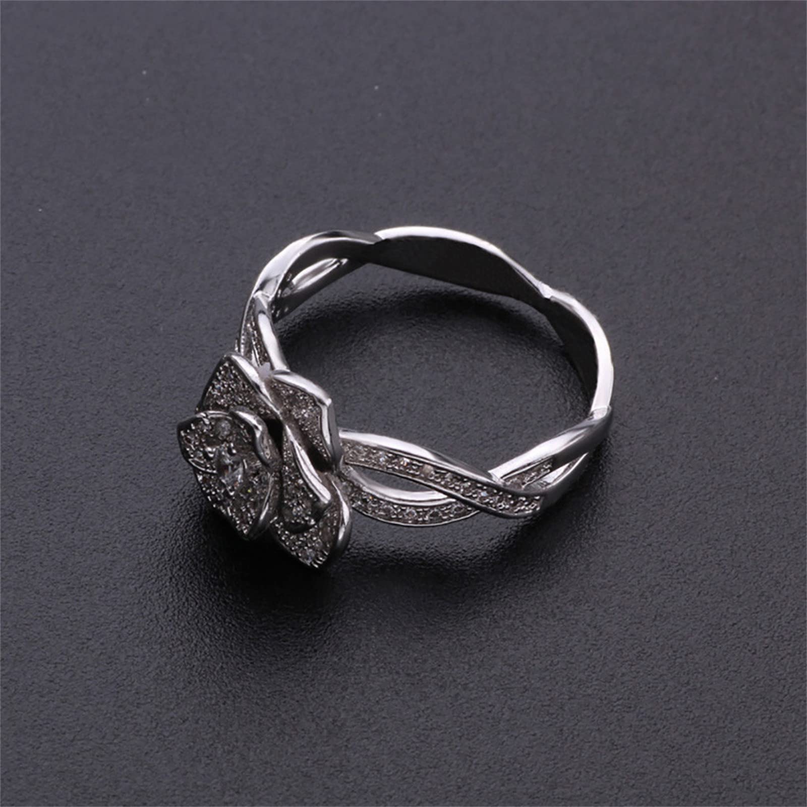 Fashion Rings for Women Size 9 - Sterling Silver Round Diamond Ring Band for Teen Girls, Anniversary, Wedding Gift - Elegant Jewelry for Daily Wear & Special Occasions (A, 6)