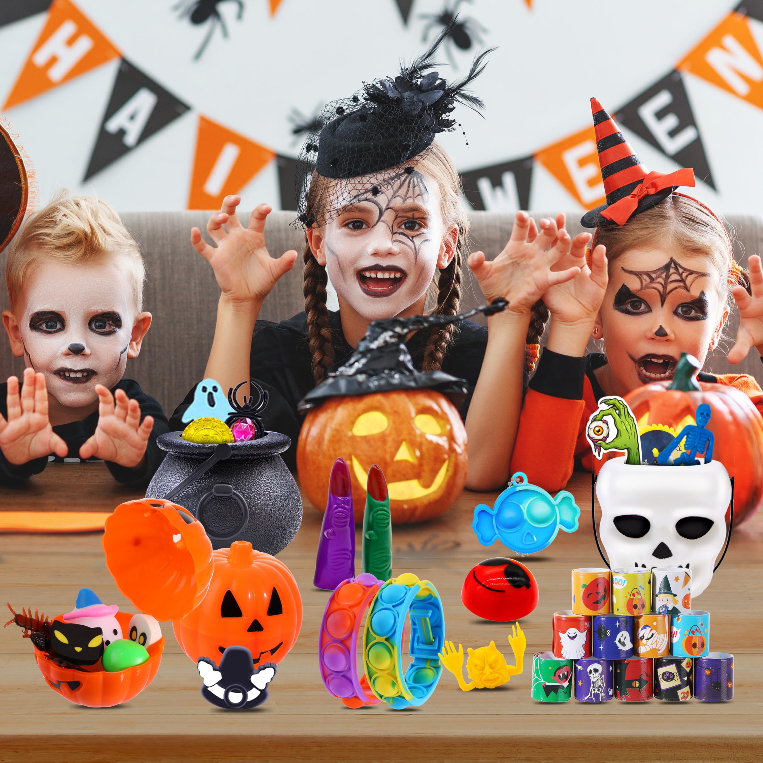 420PCS Halloween Party Favors Bulk Toys - Trick or Treat Bags Fillers, Classroom Prizes, Goodie Bag Stuffers for Kids - Halloween Treasure Box Toys & Party Supplies for Trick-or-Treating, Classroom Rewards & Halloween Gift Exchanges
