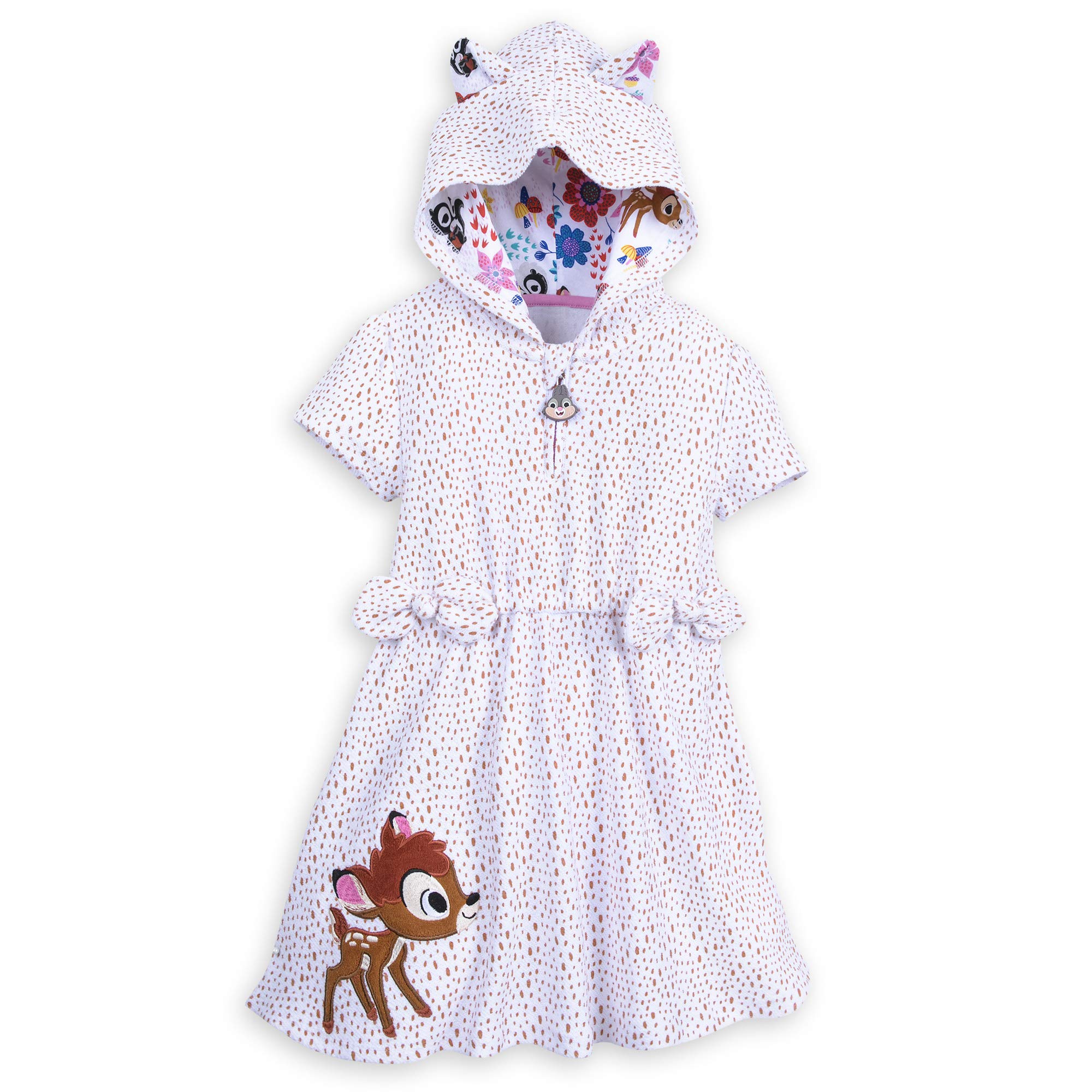 Disney Bambi Girls Swim Cover Up - Furrytale Friends Beach Cover Dress with Hood for Pool, Beach & Summer Vacation